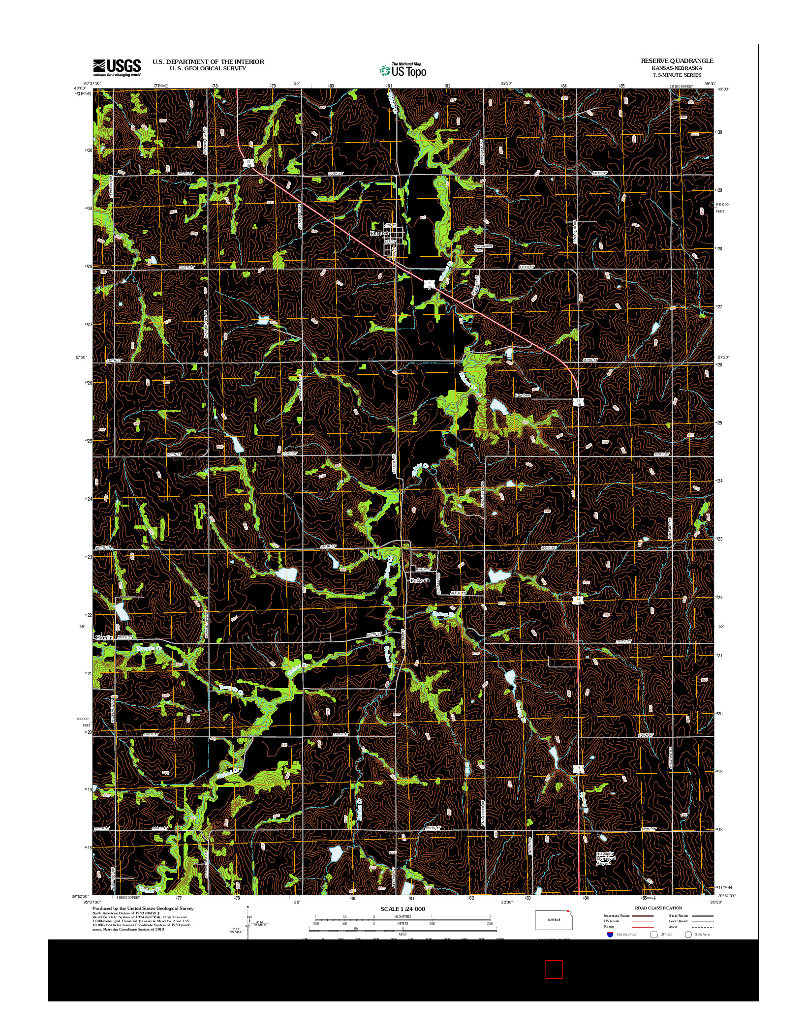 USGS US TOPO 7.5-MINUTE MAP FOR RESERVE, KS-NE 2012