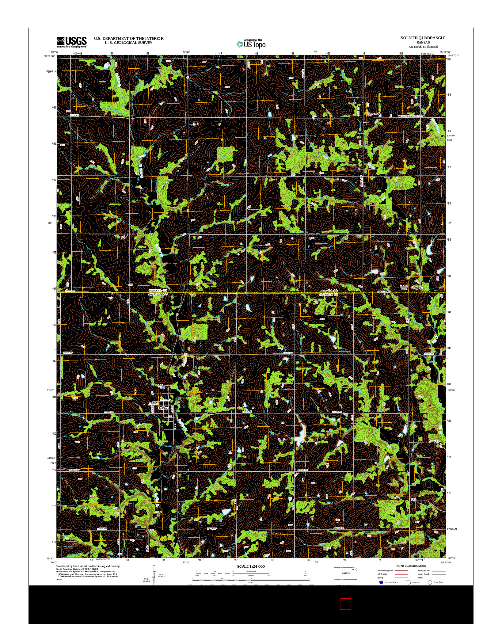 USGS US TOPO 7.5-MINUTE MAP FOR SOLDIER, KS 2012