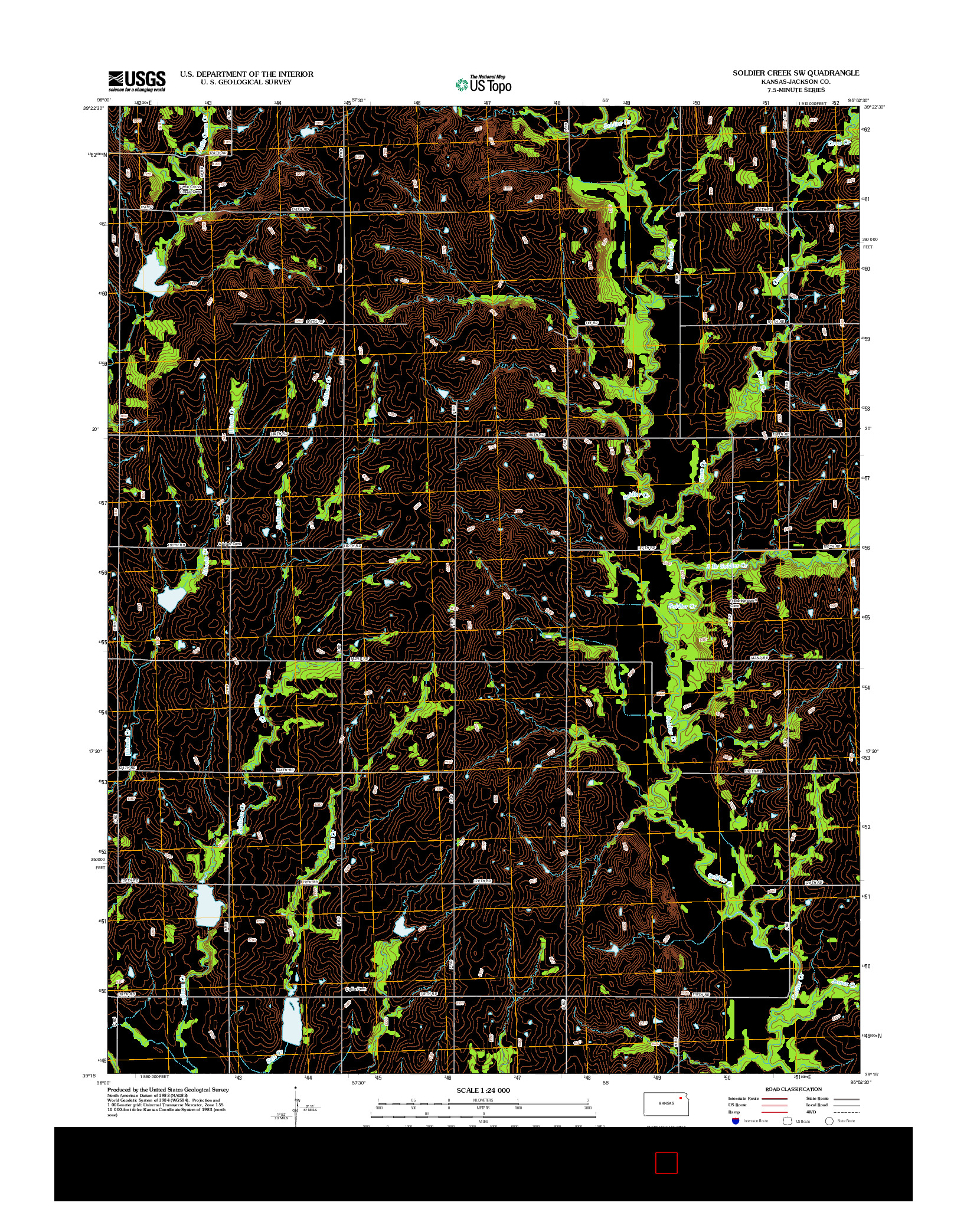 USGS US TOPO 7.5-MINUTE MAP FOR SOLDIER CREEK SW, KS 2012