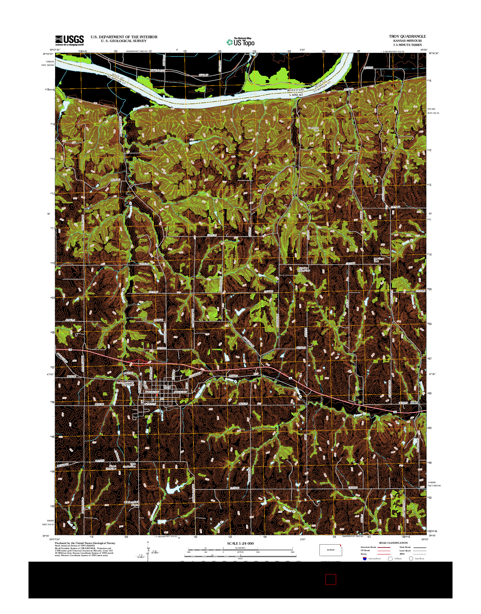 USGS US TOPO 7.5-MINUTE MAP FOR TROY, KS-MO 2012