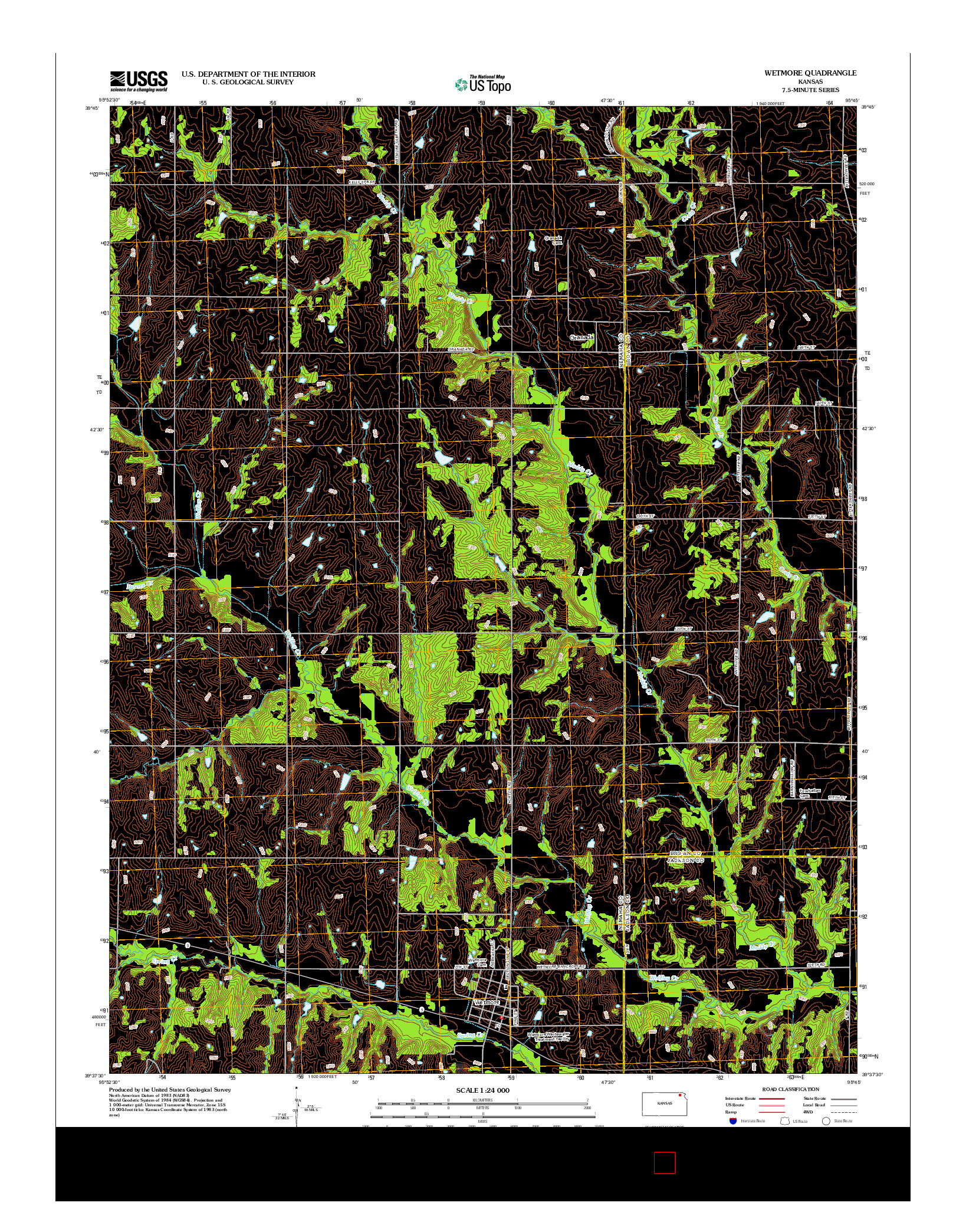 USGS US TOPO 7.5-MINUTE MAP FOR WETMORE, KS 2012