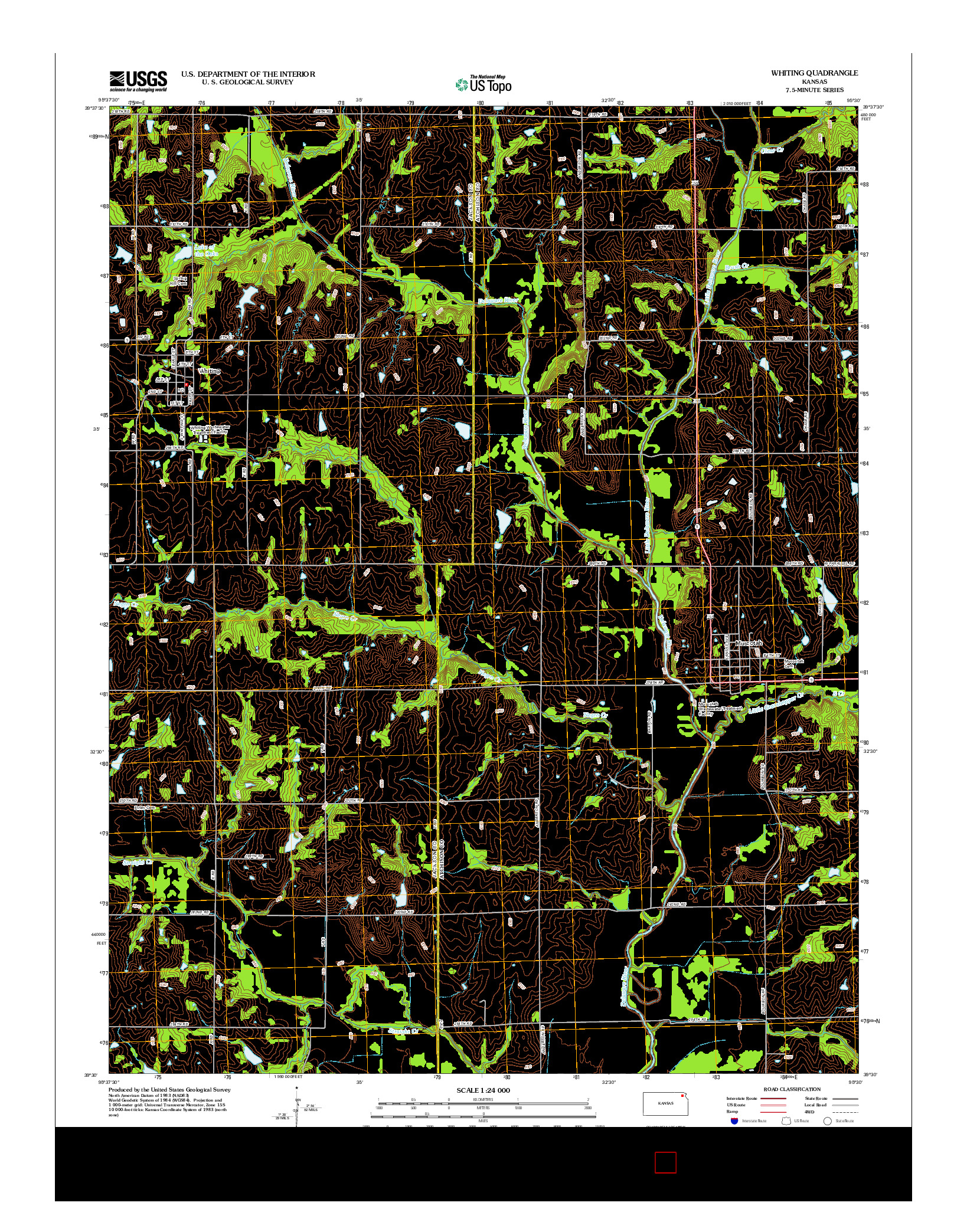 USGS US TOPO 7.5-MINUTE MAP FOR WHITING, KS 2012