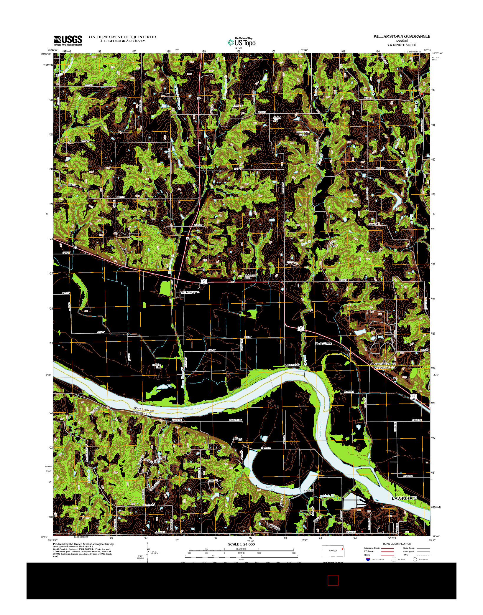 USGS US TOPO 7.5-MINUTE MAP FOR WILLIAMSTOWN, KS 2012