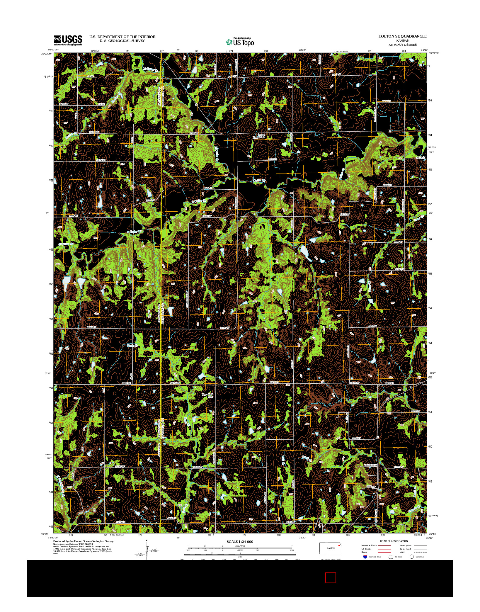 USGS US TOPO 7.5-MINUTE MAP FOR HOLTON SE, KS 2012