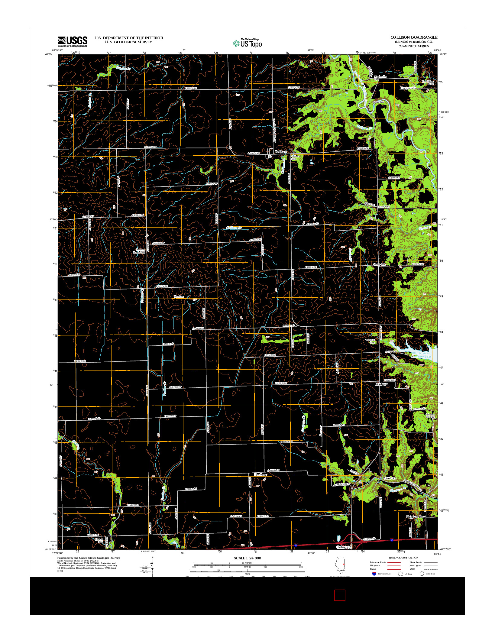 USGS US TOPO 7.5-MINUTE MAP FOR COLLISON, IL 2012