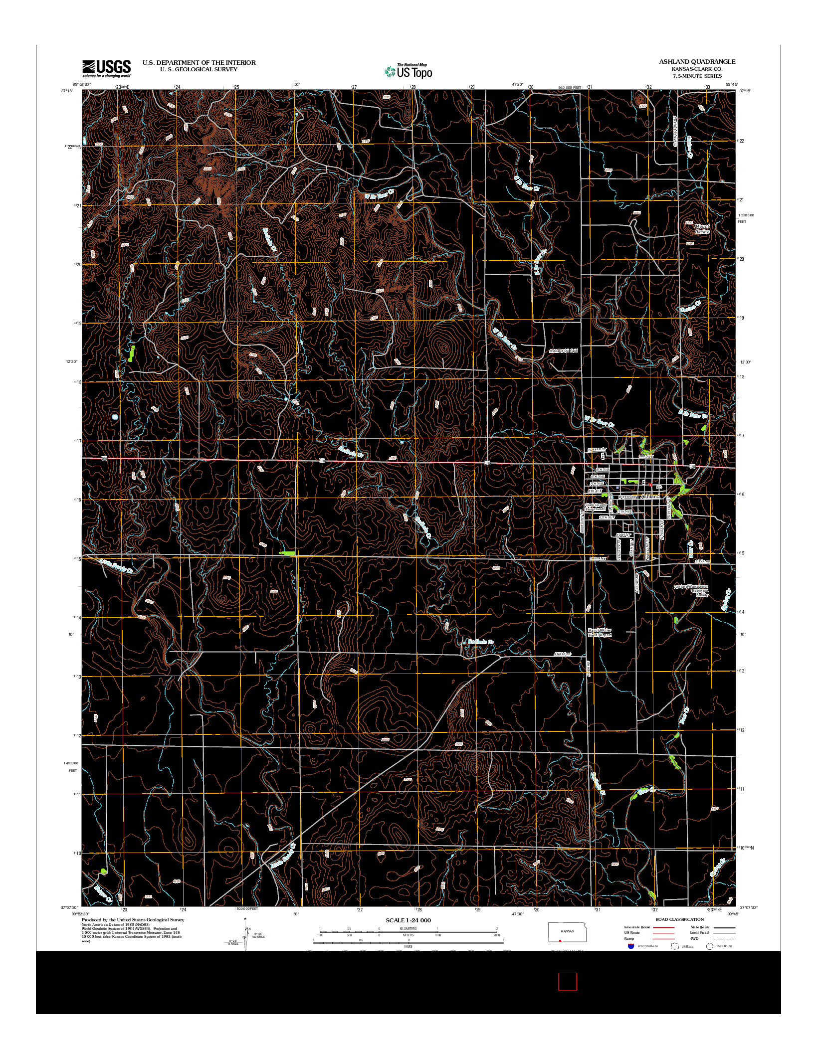 USGS US TOPO 7.5-MINUTE MAP FOR ASHLAND, KS 2012