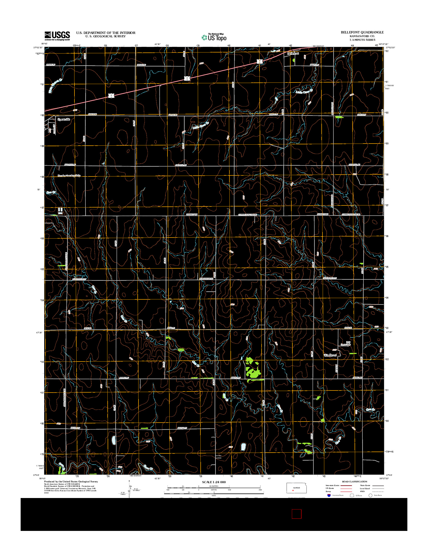 USGS US TOPO 7.5-MINUTE MAP FOR BELLEFONT, KS 2012