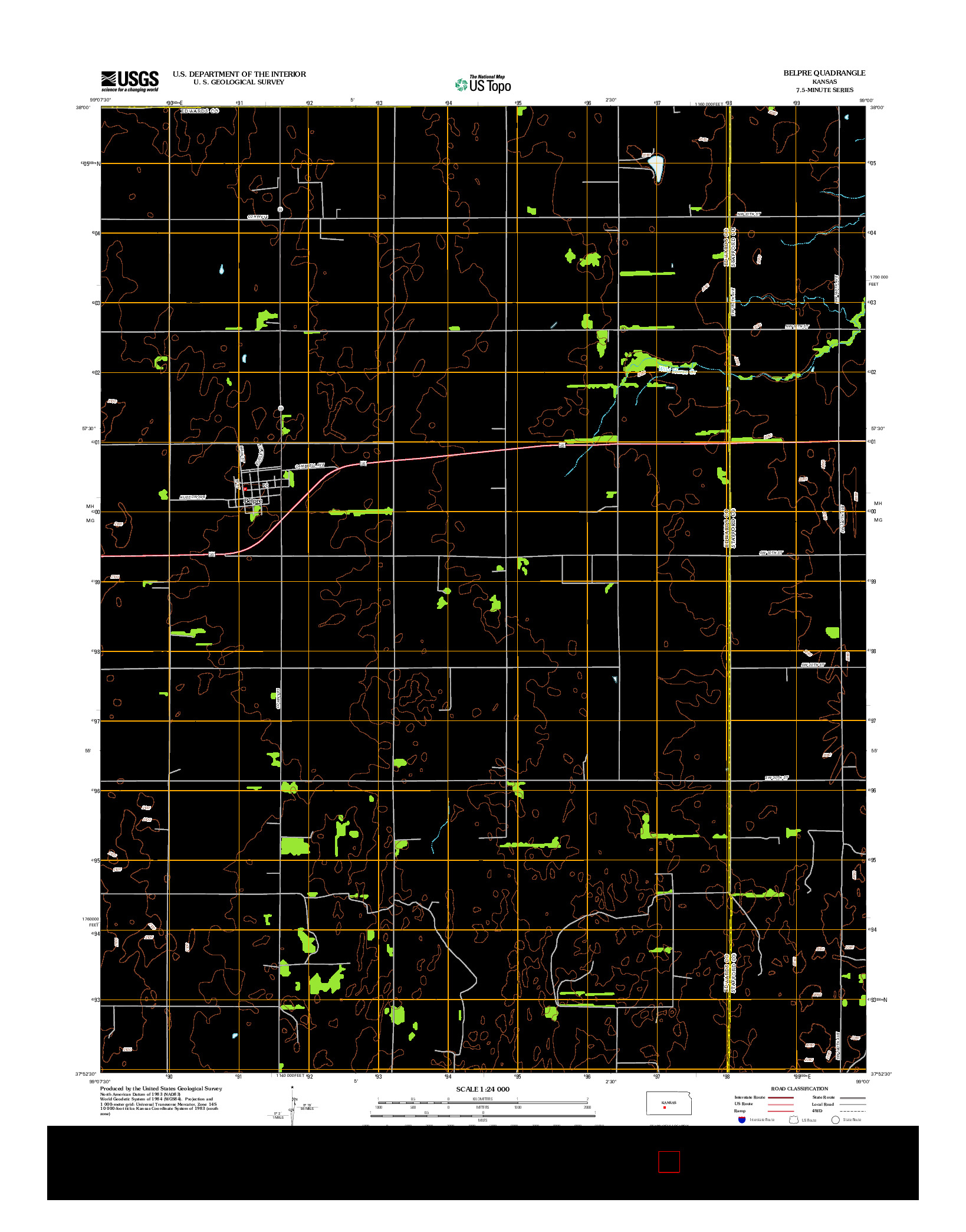 USGS US TOPO 7.5-MINUTE MAP FOR BELPRE, KS 2012