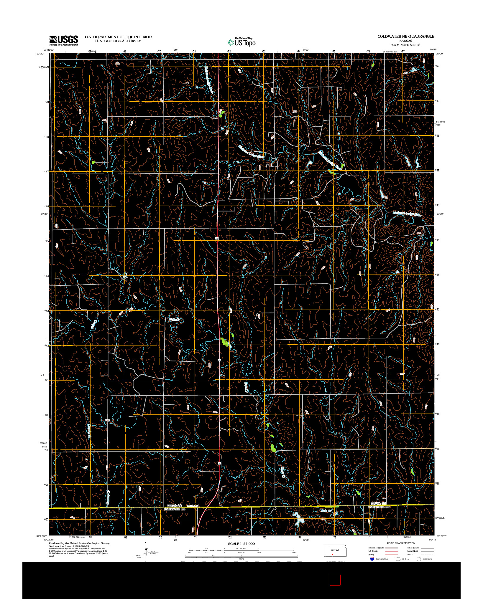 USGS US TOPO 7.5-MINUTE MAP FOR COLDWATER NE, KS 2012