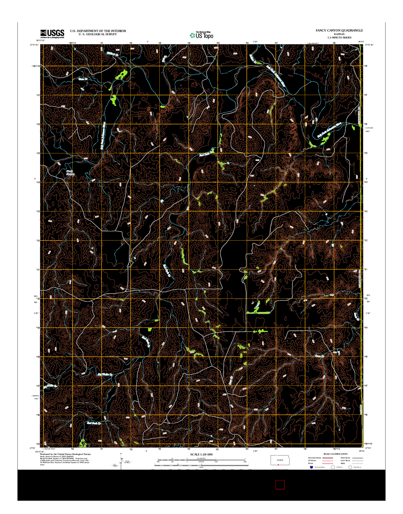 USGS US TOPO 7.5-MINUTE MAP FOR FANCY CANYON, KS 2012