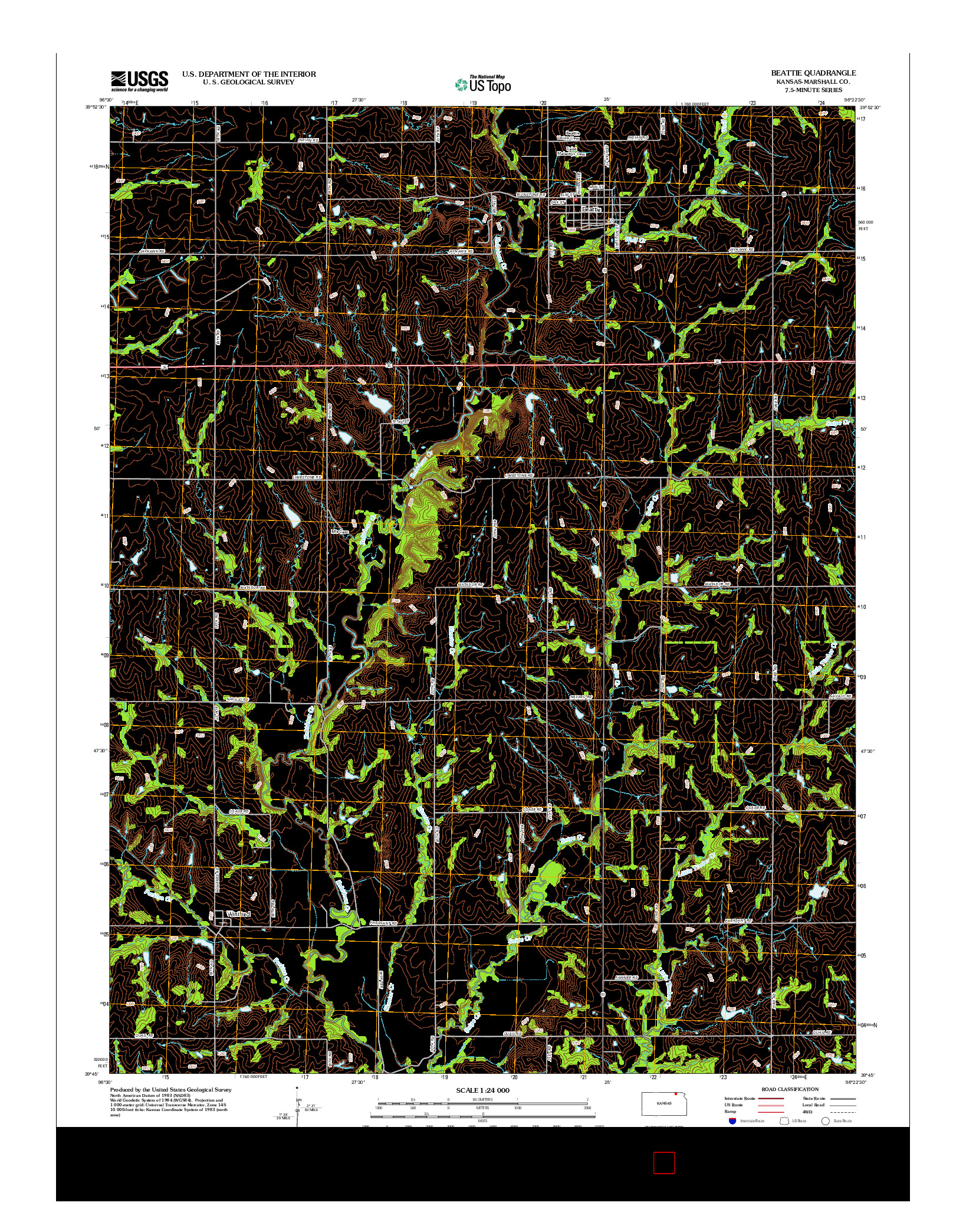 USGS US TOPO 7.5-MINUTE MAP FOR BEATTIE, KS 2012