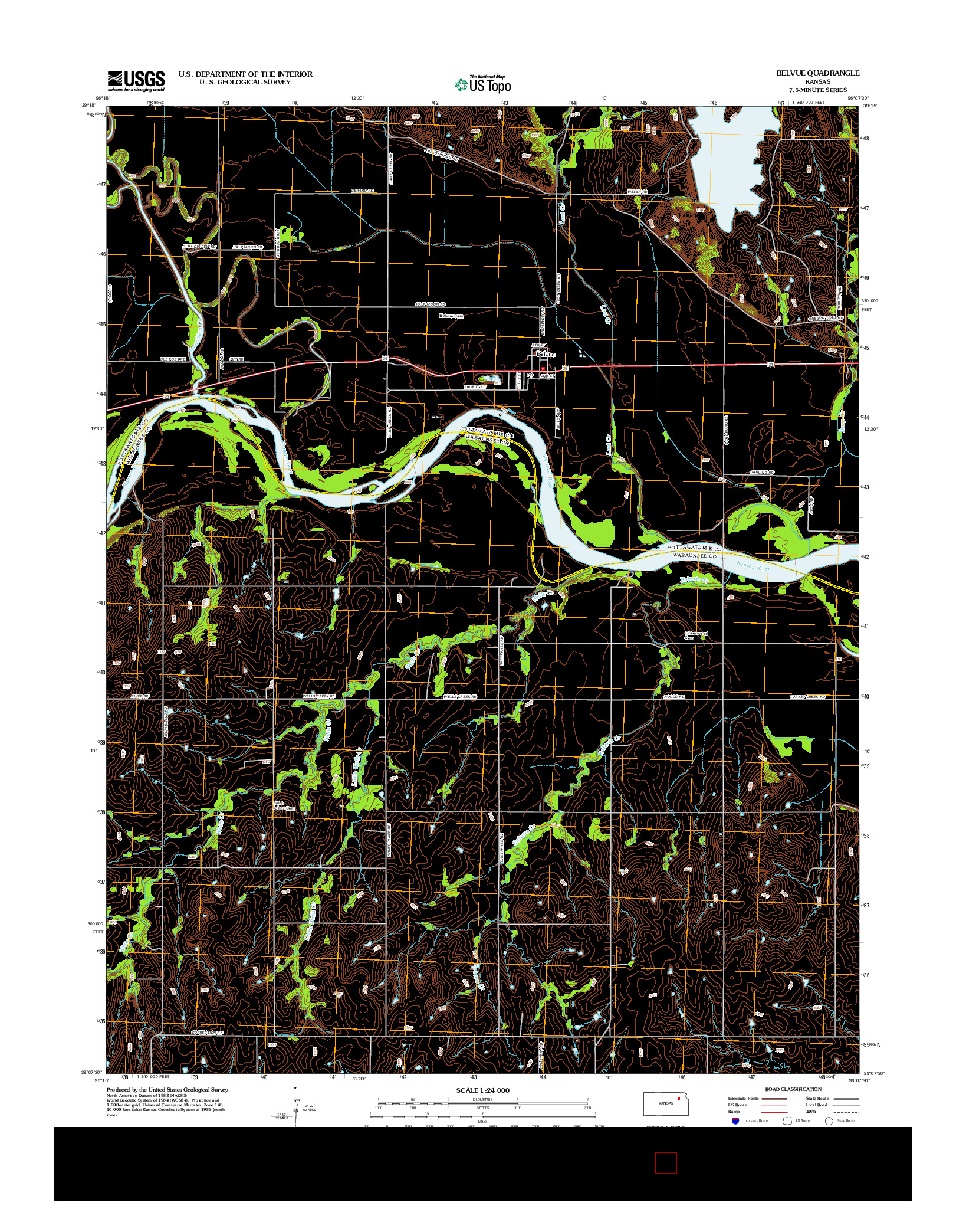 USGS US TOPO 7.5-MINUTE MAP FOR BELVUE, KS 2012