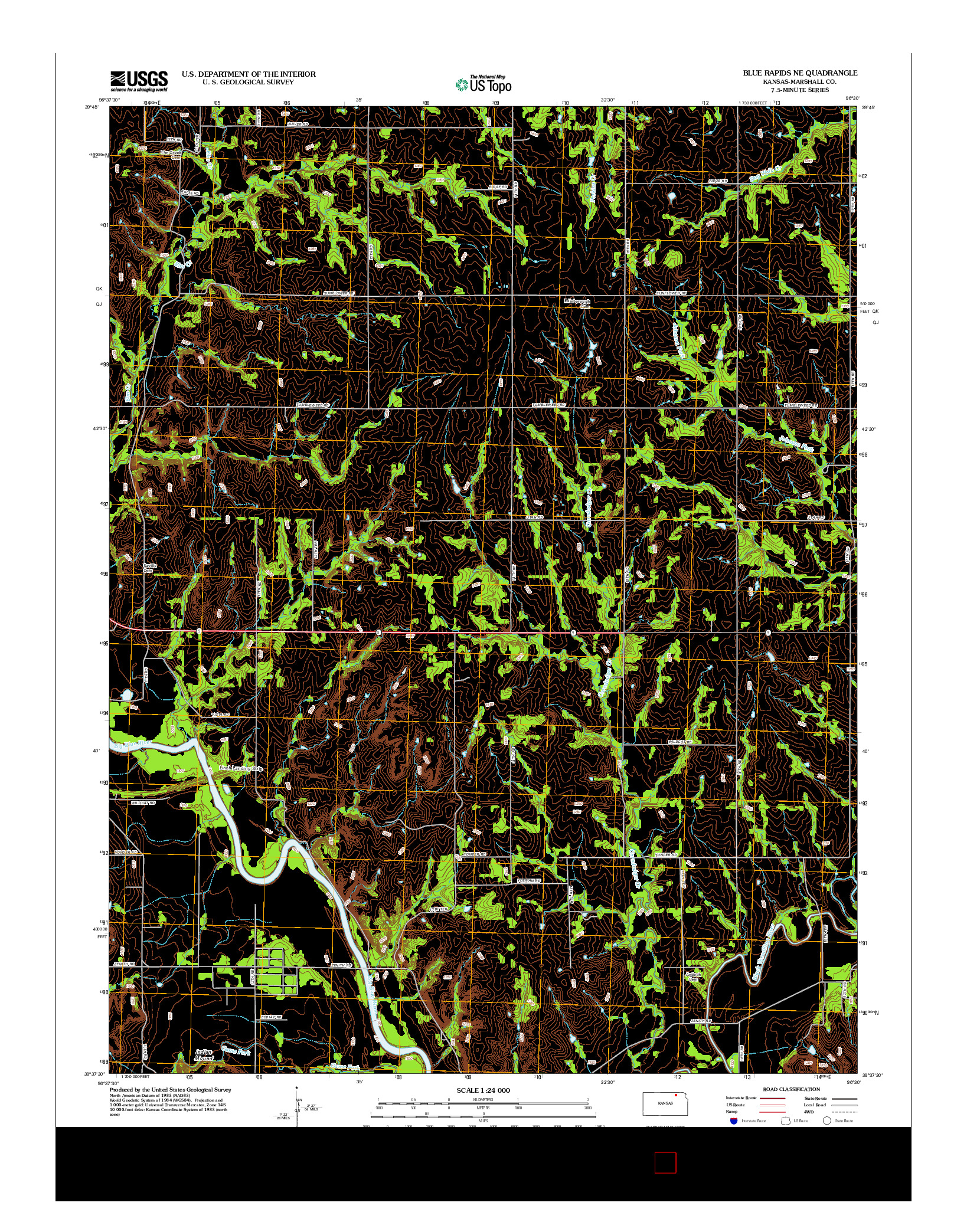 USGS US TOPO 7.5-MINUTE MAP FOR BLUE RAPIDS NE, KS 2012