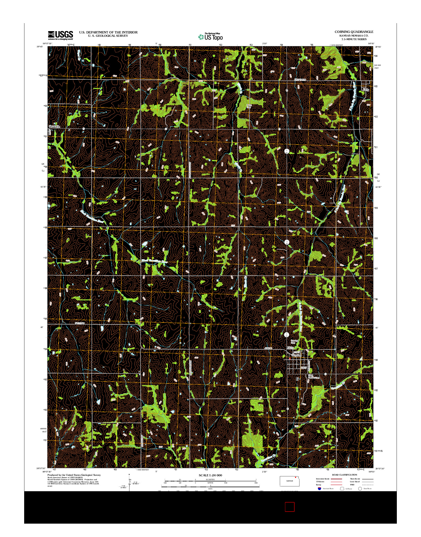 USGS US TOPO 7.5-MINUTE MAP FOR CORNING, KS 2012