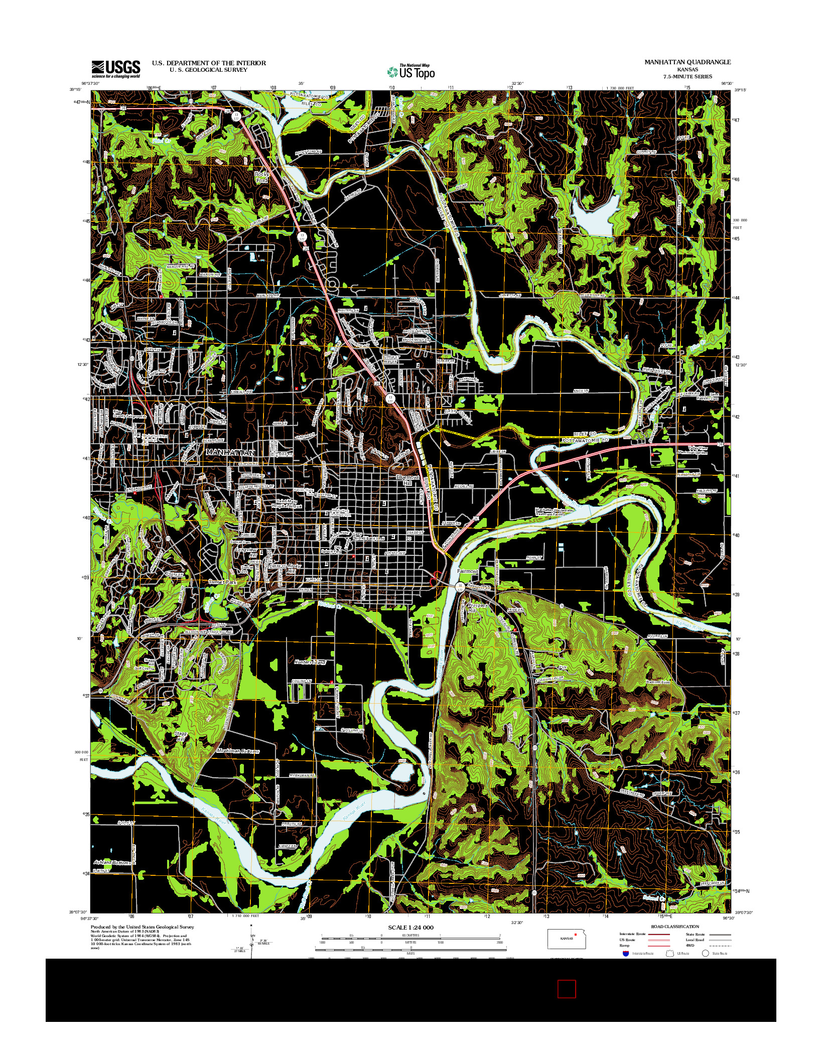 USGS US TOPO 7.5-MINUTE MAP FOR MANHATTAN, KS 2012