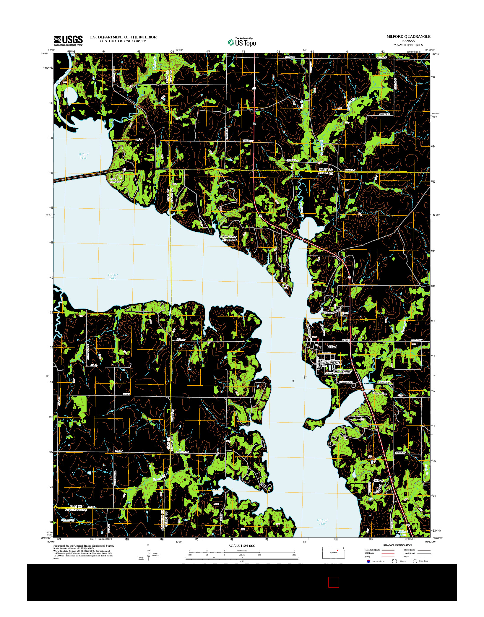 USGS US TOPO 7.5-MINUTE MAP FOR MILFORD, KS 2012