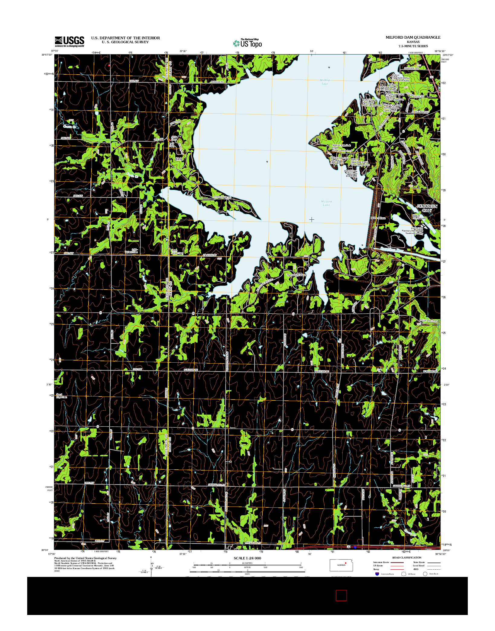 USGS US TOPO 7.5-MINUTE MAP FOR MILFORD DAM, KS 2012