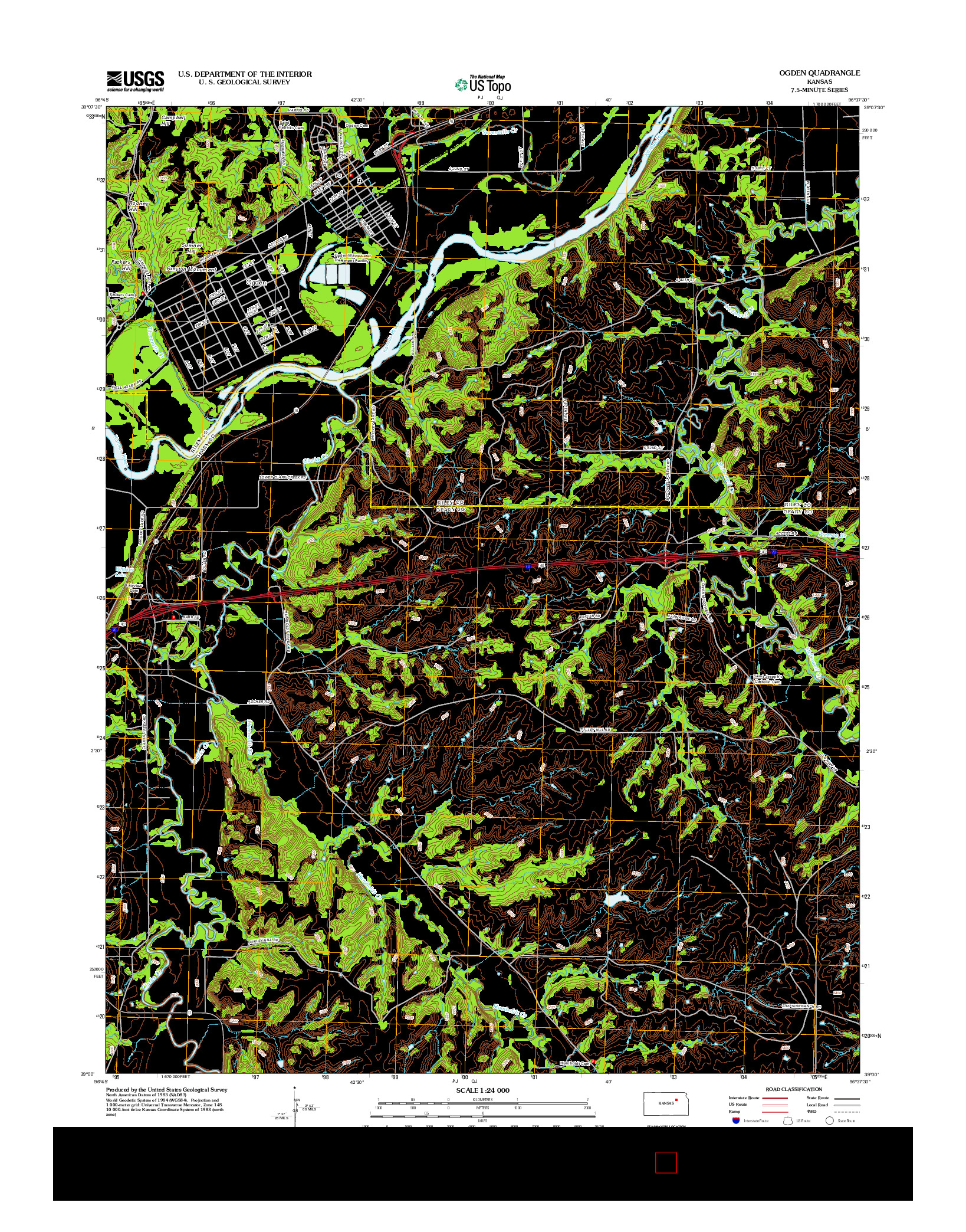 USGS US TOPO 7.5-MINUTE MAP FOR OGDEN, KS 2012