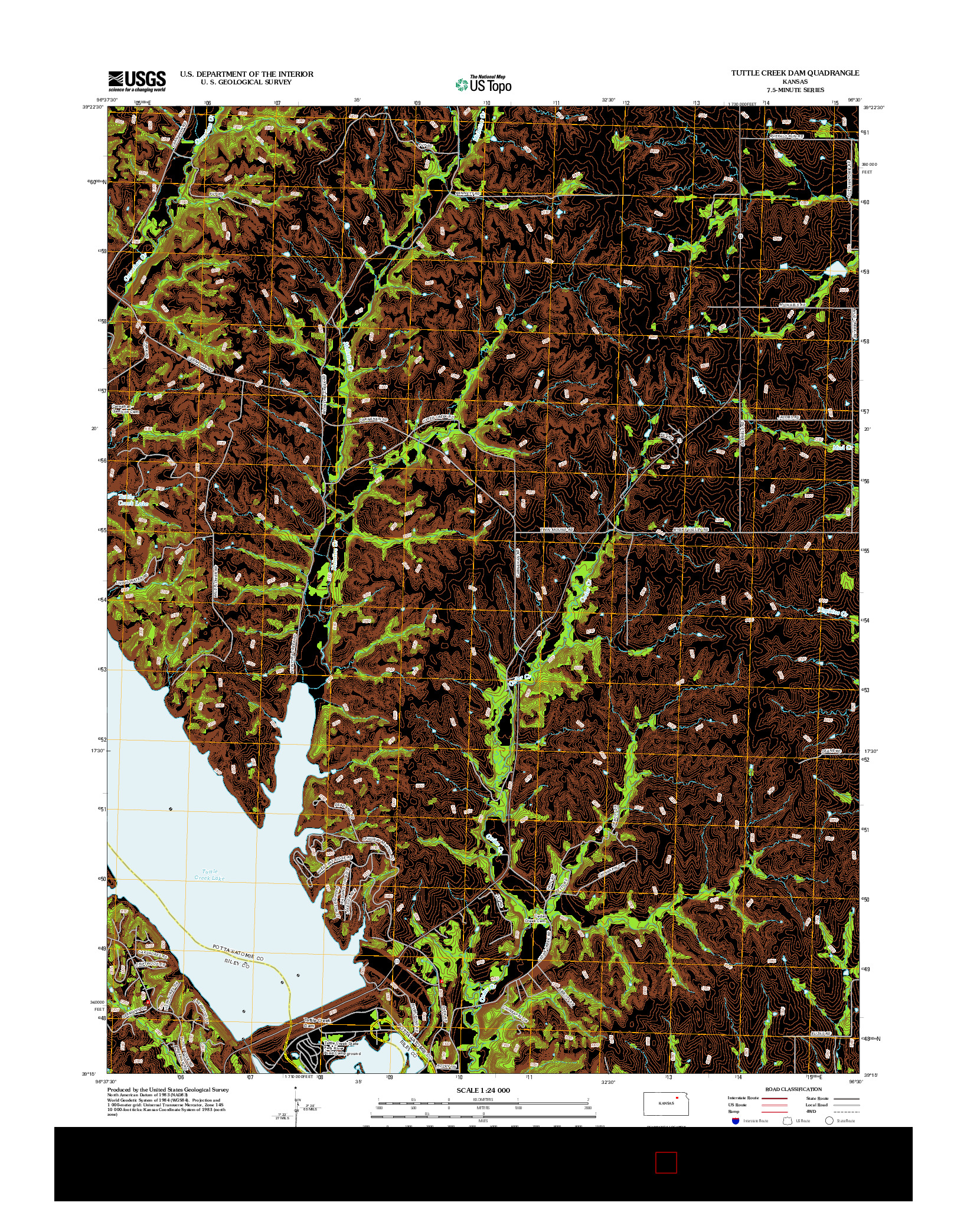 USGS US TOPO 7.5-MINUTE MAP FOR TUTTLE CREEK DAM, KS 2012