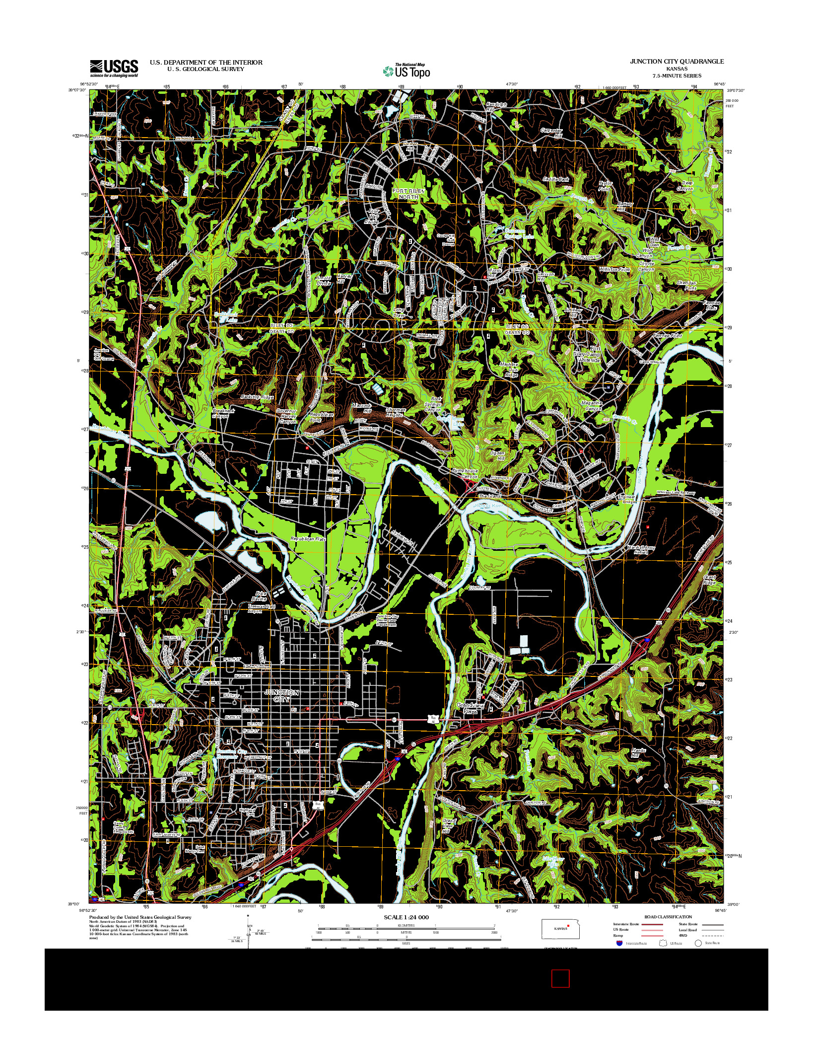 USGS US TOPO 7.5-MINUTE MAP FOR JUNCTION CITY, KS 2012