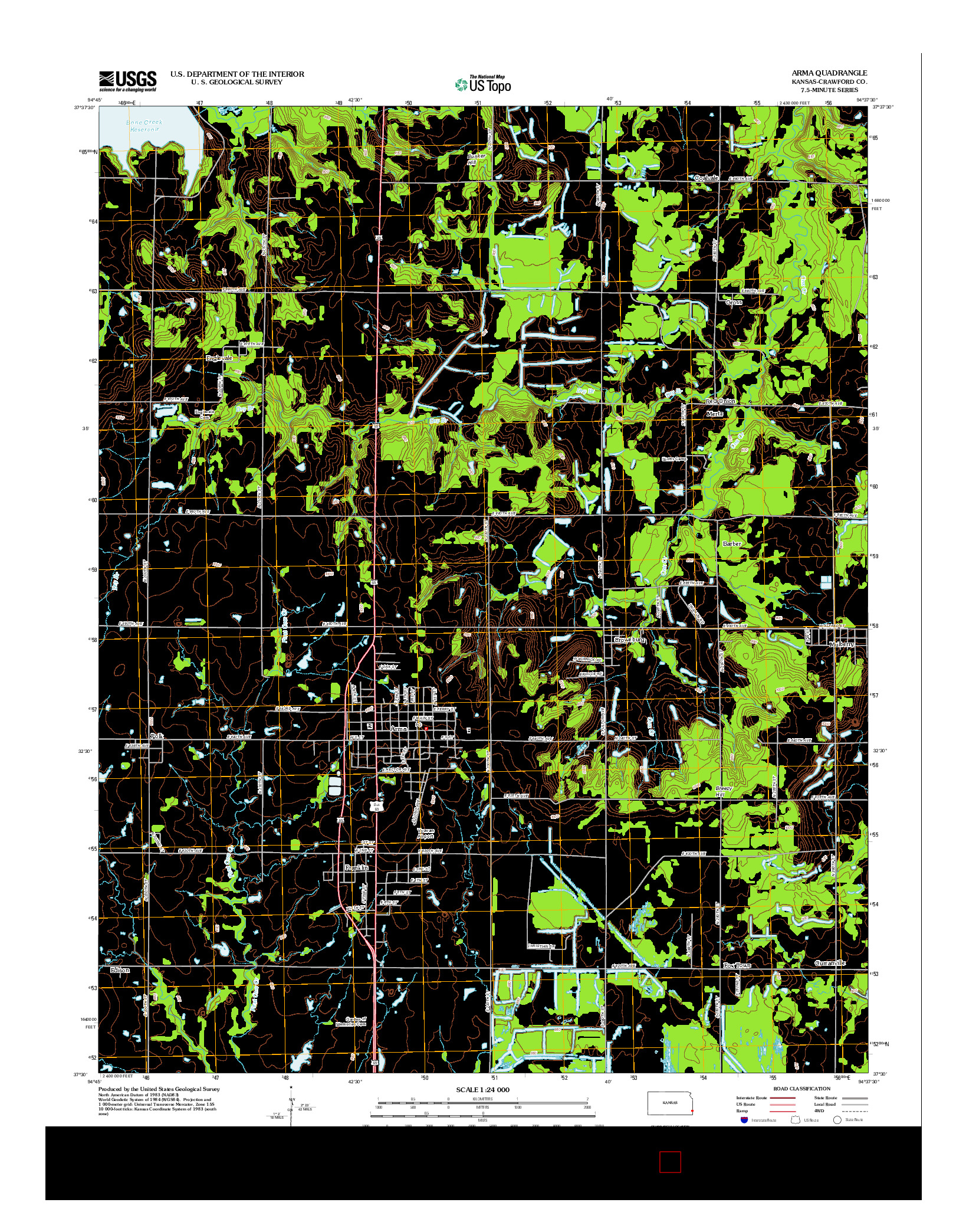 USGS US TOPO 7.5-MINUTE MAP FOR ARMA, KS 2012