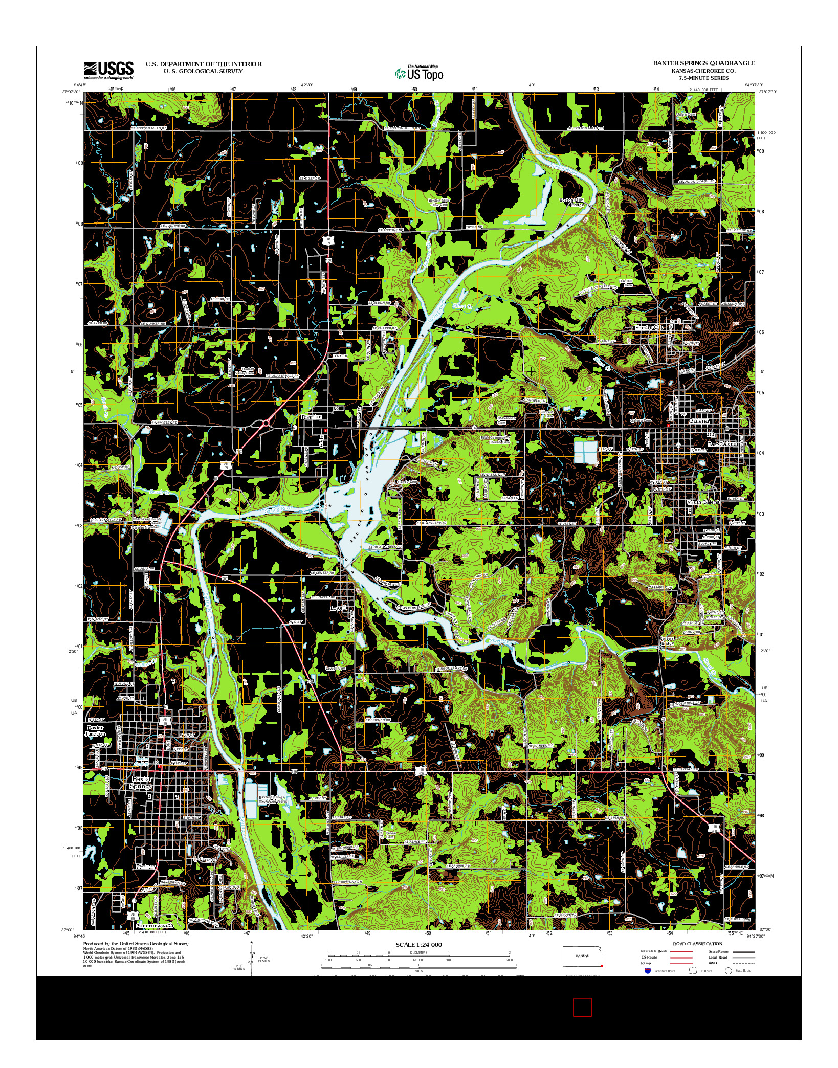 USGS US TOPO 7.5-MINUTE MAP FOR BAXTER SPRINGS, KS 2012