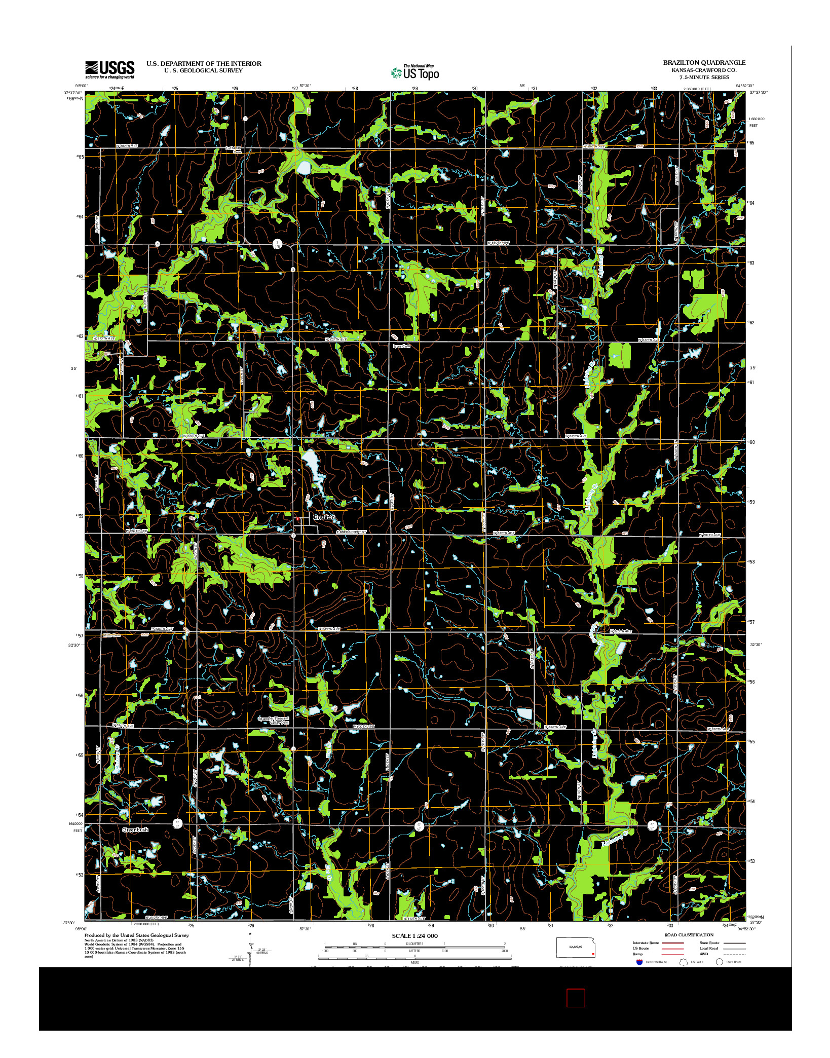 USGS US TOPO 7.5-MINUTE MAP FOR BRAZILTON, KS 2012