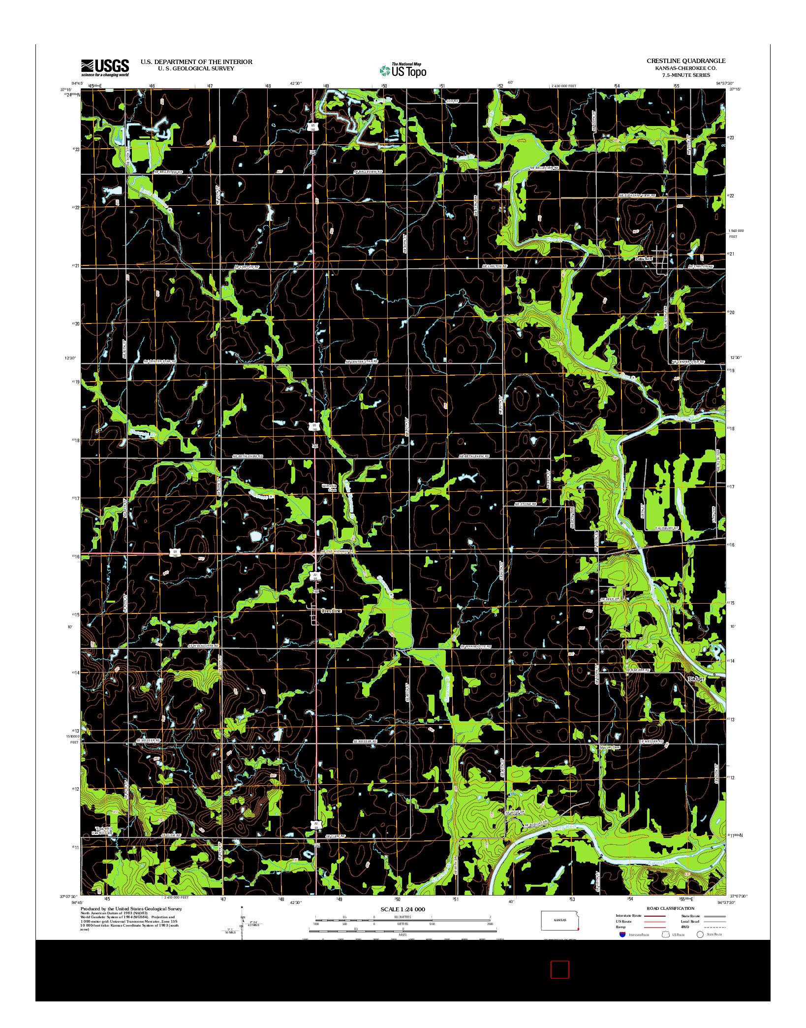 USGS US TOPO 7.5-MINUTE MAP FOR CRESTLINE, KS 2012
