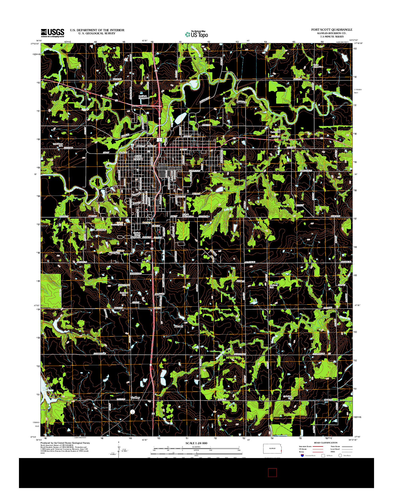 USGS US TOPO 7.5-MINUTE MAP FOR FORT SCOTT, KS 2012