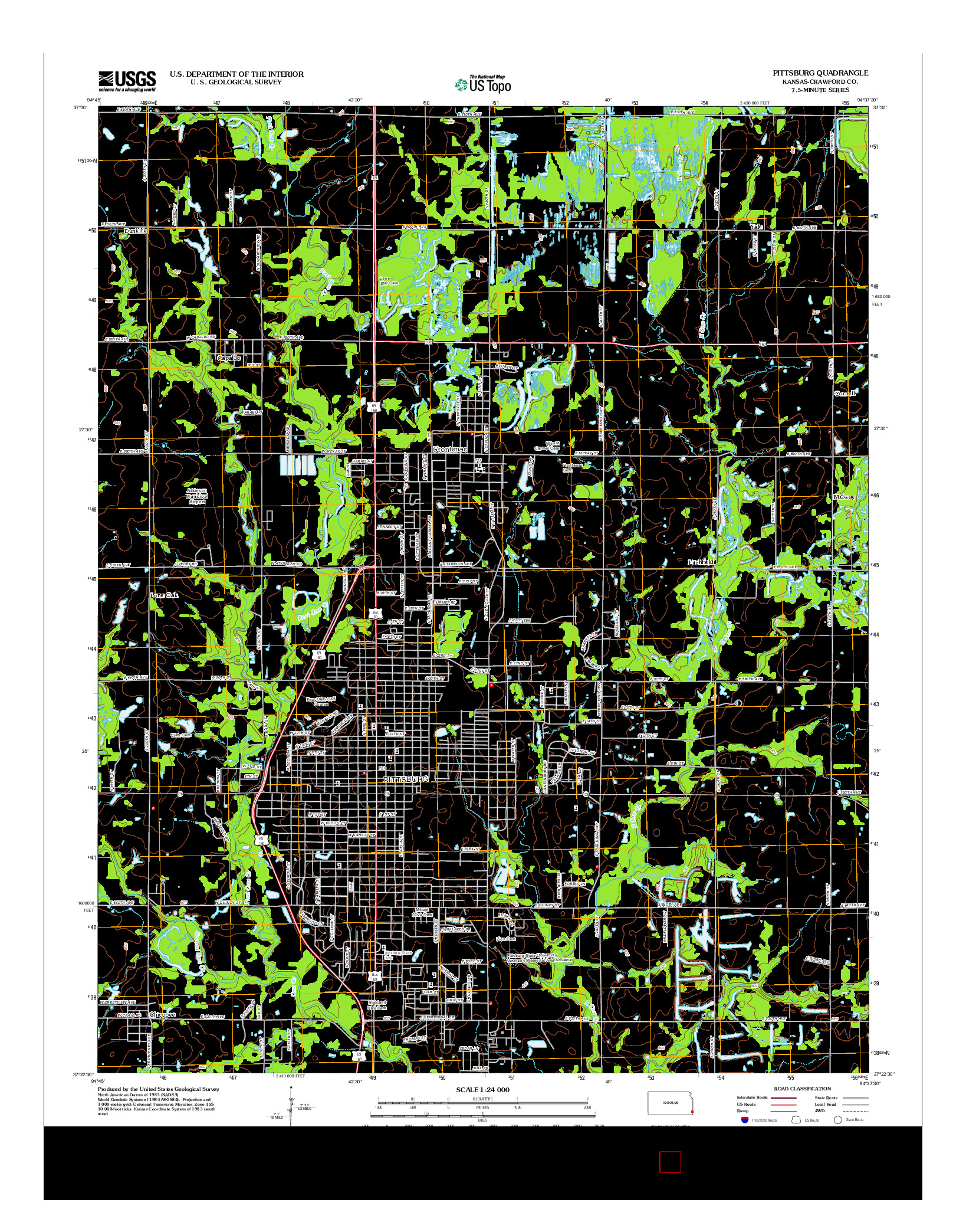 USGS US TOPO 7.5-MINUTE MAP FOR PITTSBURG, KS 2012