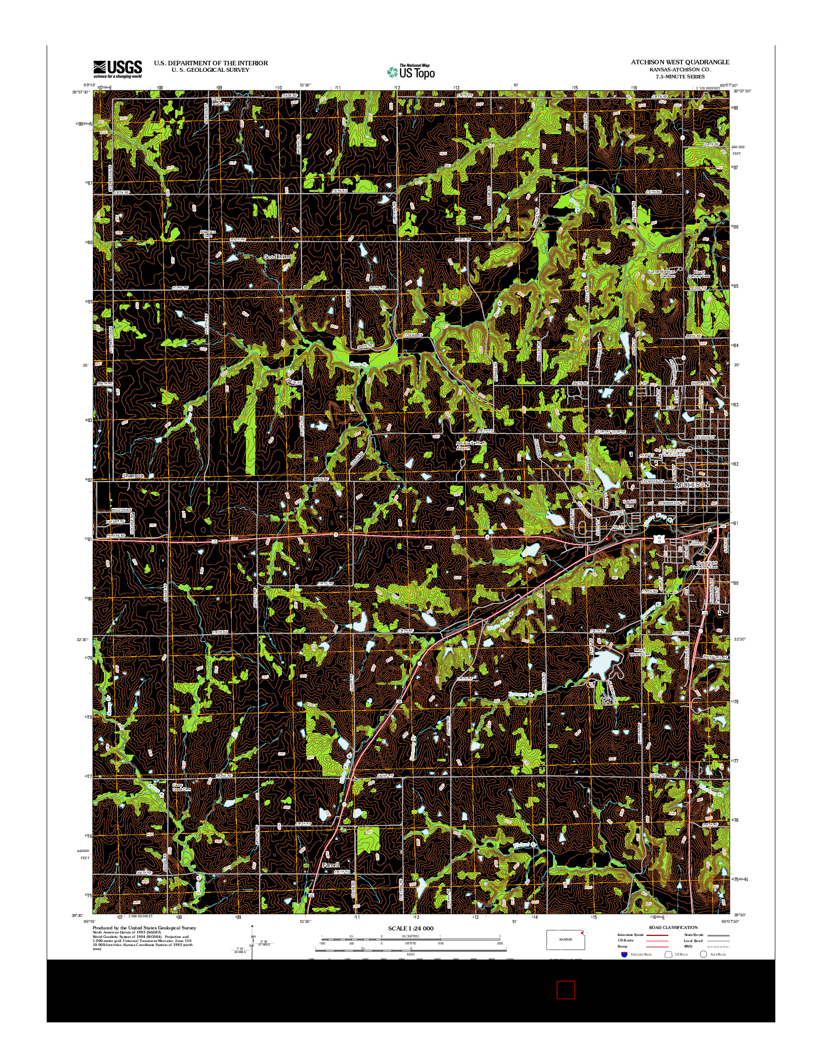 USGS US TOPO 7.5-MINUTE MAP FOR ATCHISON WEST, KS 2012