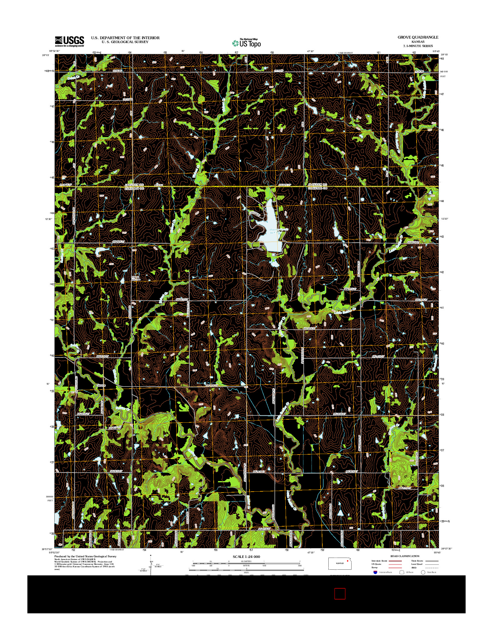 USGS US TOPO 7.5-MINUTE MAP FOR GROVE, KS 2012