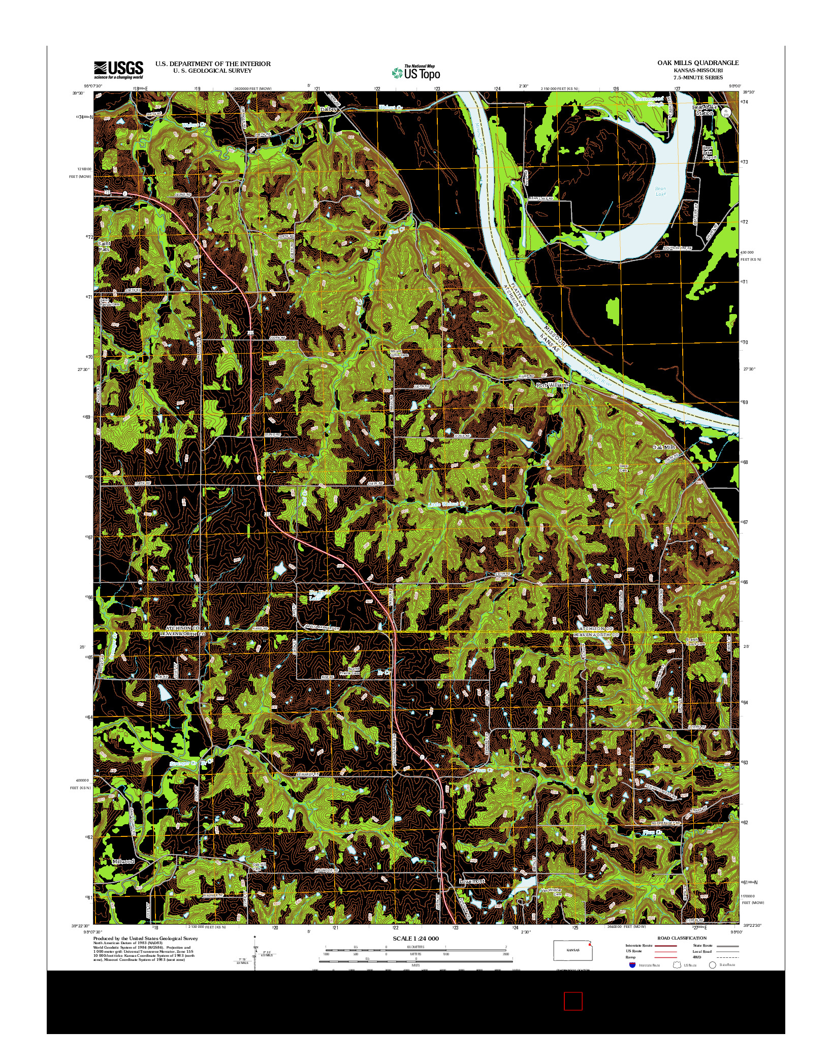 USGS US TOPO 7.5-MINUTE MAP FOR OAK MILLS, KS-MO 2012