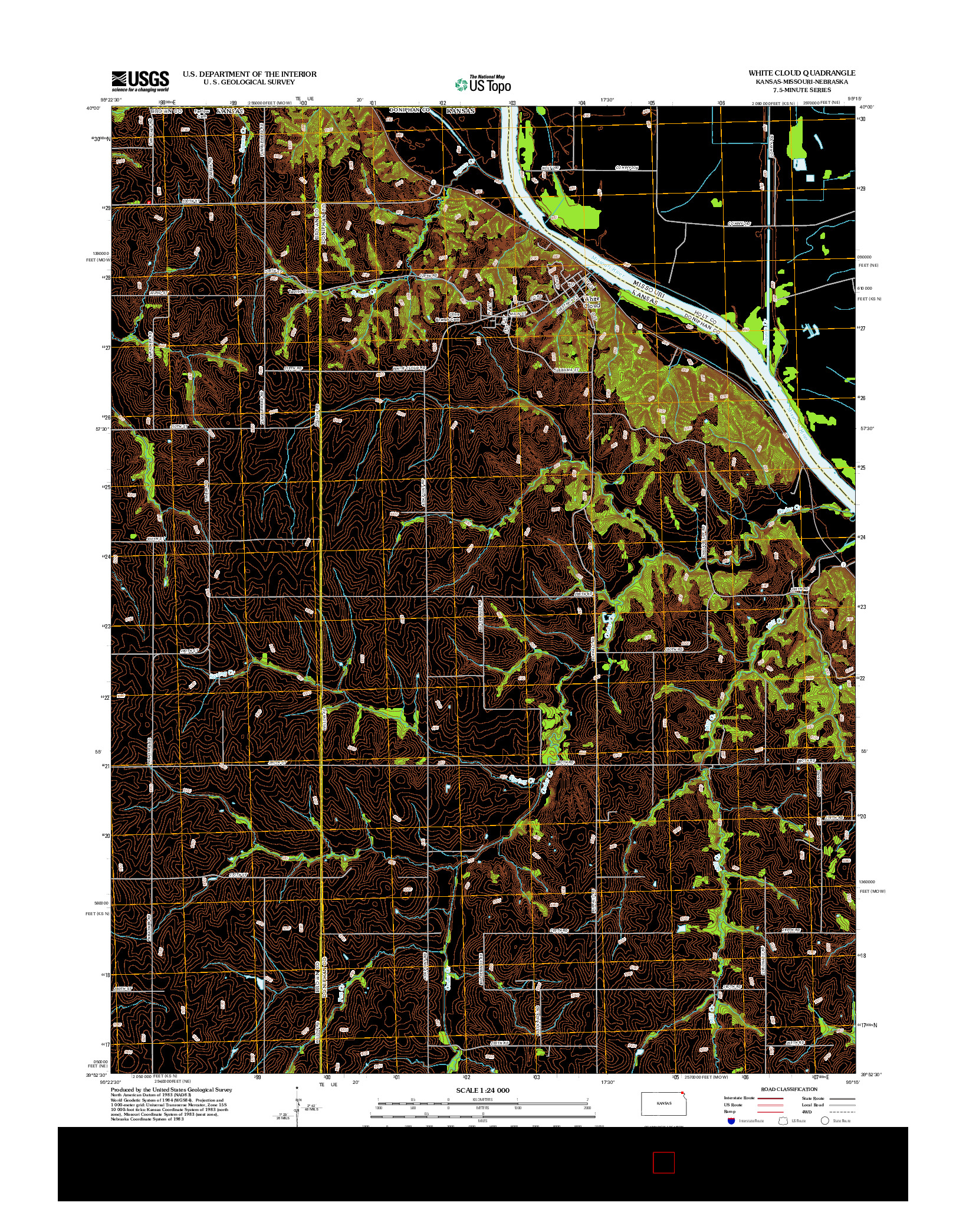 USGS US TOPO 7.5-MINUTE MAP FOR WHITE CLOUD, KS-MO-NE 2012