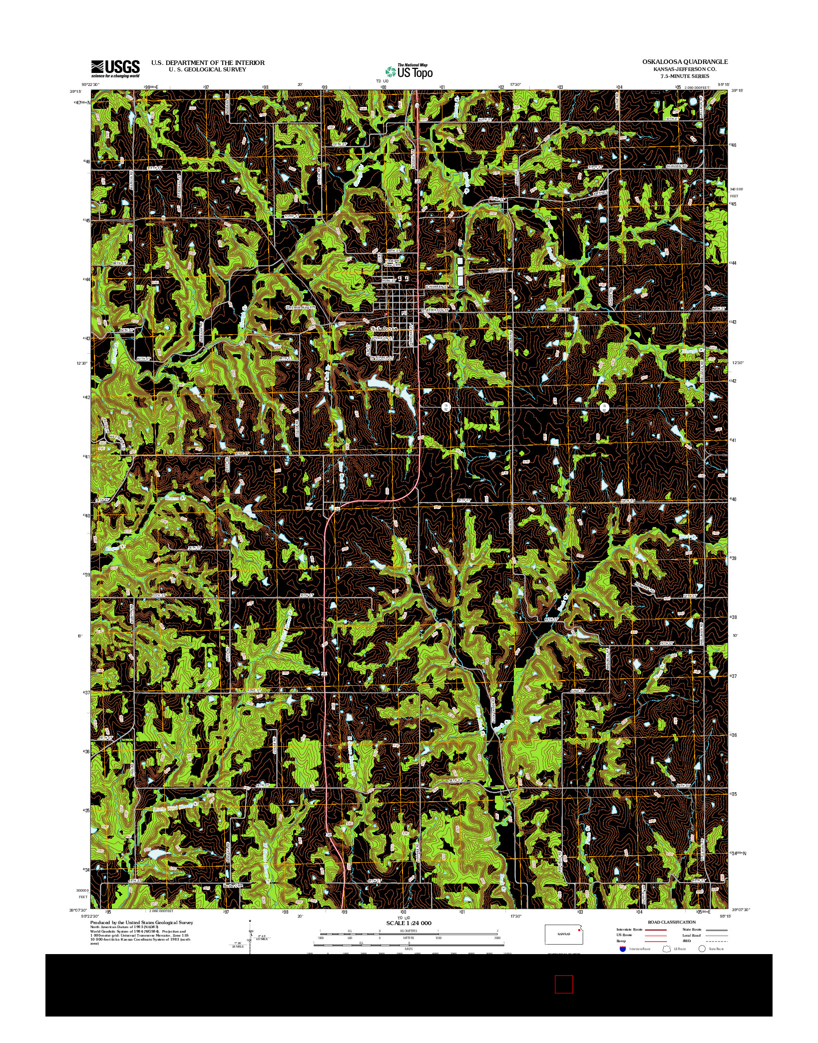 USGS US TOPO 7.5-MINUTE MAP FOR OSKALOOSA, KS 2012