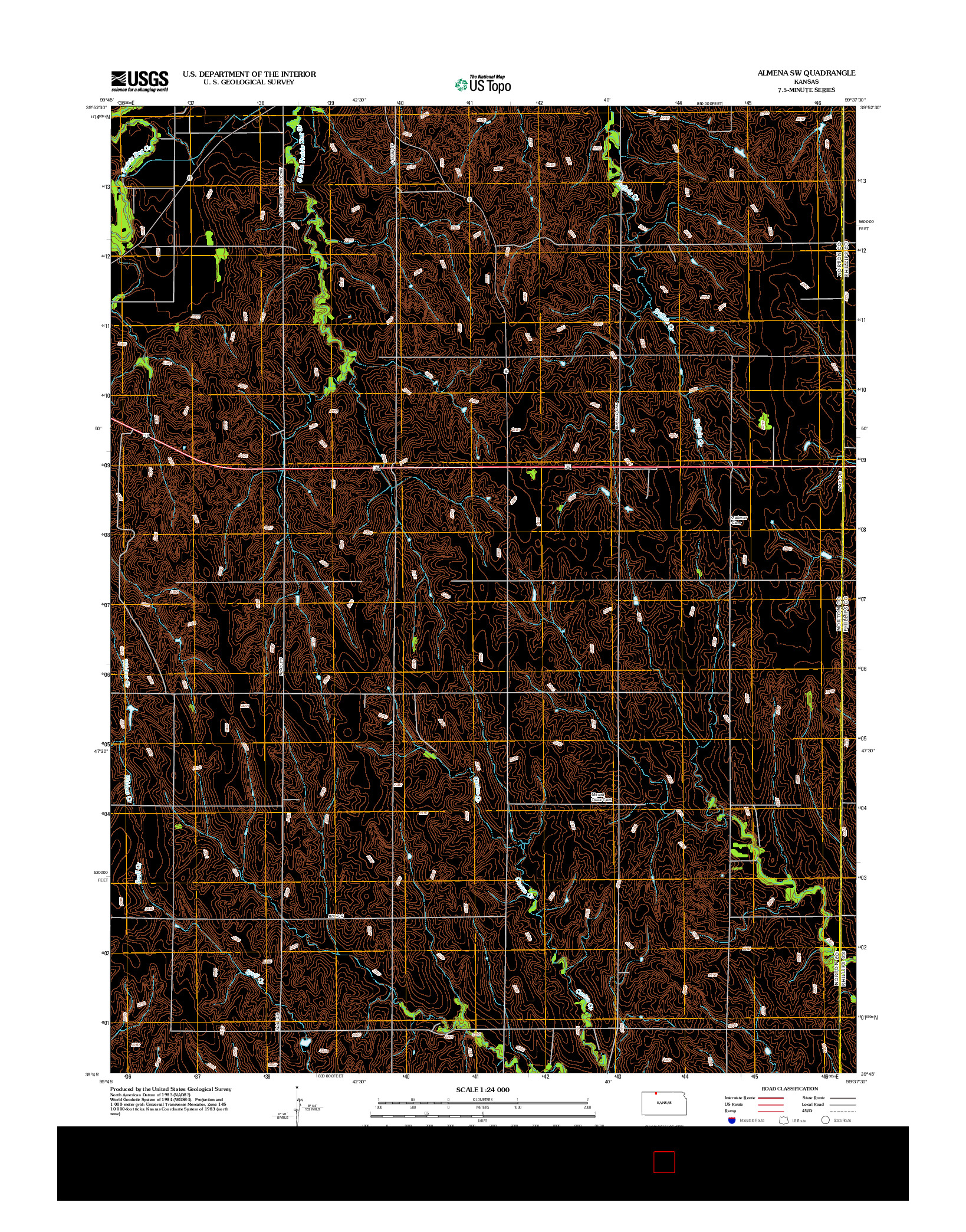 USGS US TOPO 7.5-MINUTE MAP FOR ALMENA SW, KS 2012