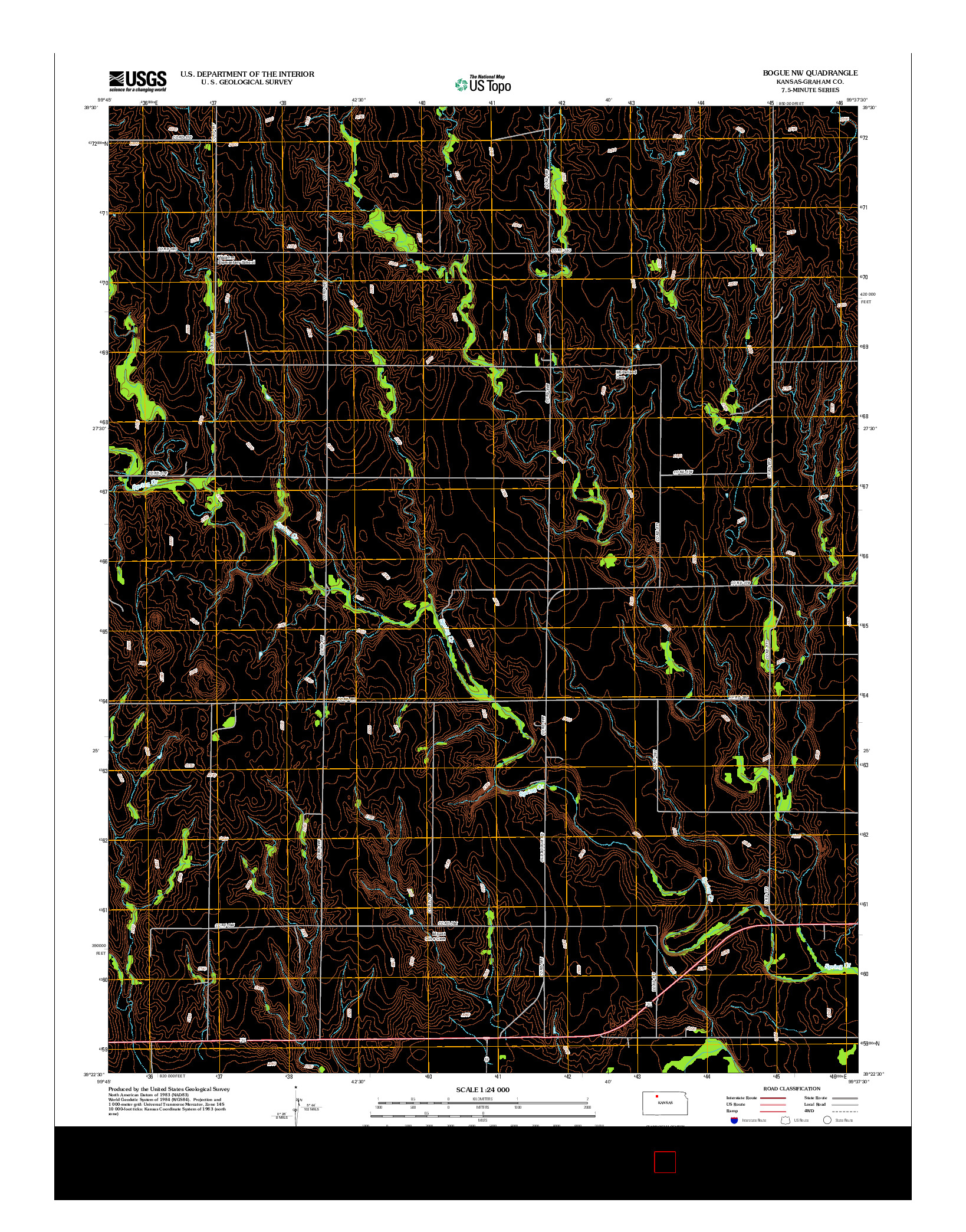USGS US TOPO 7.5-MINUTE MAP FOR BOGUE NW, KS 2012