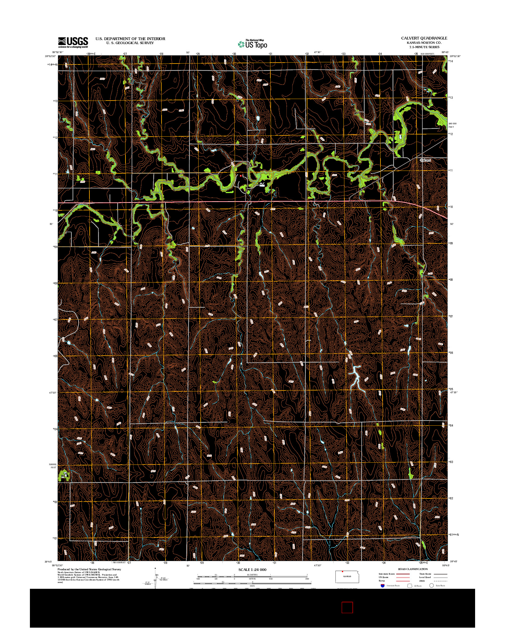 USGS US TOPO 7.5-MINUTE MAP FOR CALVERT, KS 2012