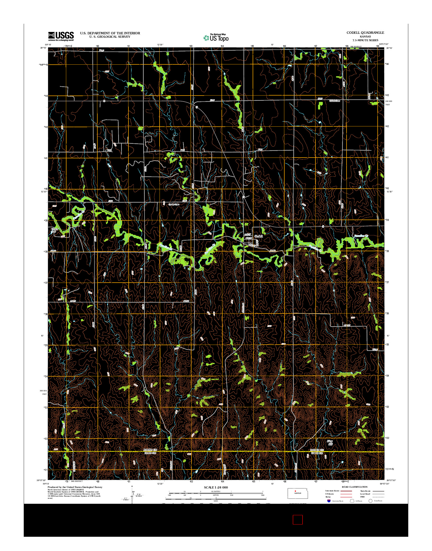 USGS US TOPO 7.5-MINUTE MAP FOR CODELL, KS 2012