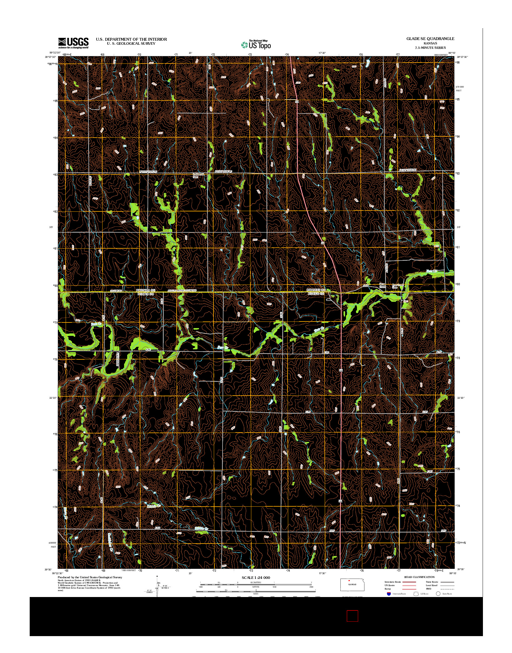 USGS US TOPO 7.5-MINUTE MAP FOR GLADE SE, KS 2012