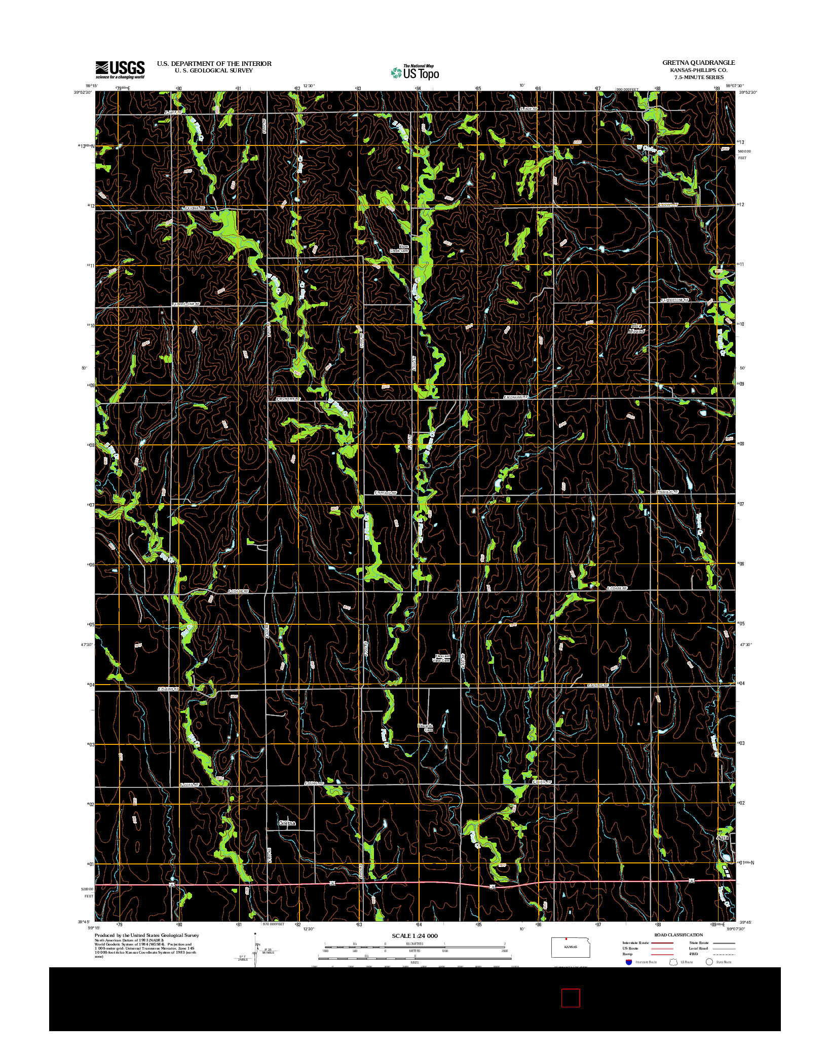 USGS US TOPO 7.5-MINUTE MAP FOR GRETNA, KS 2012