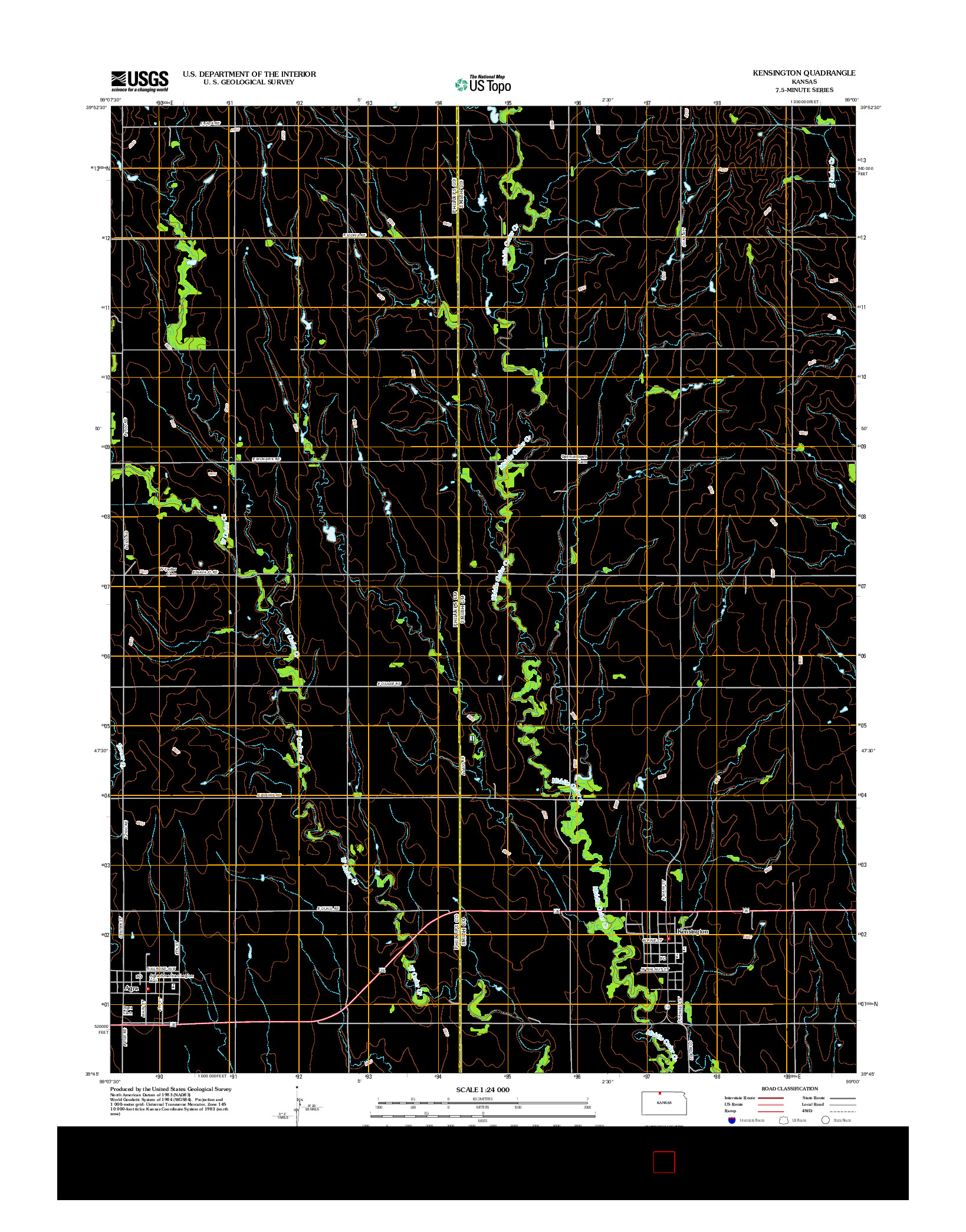 USGS US TOPO 7.5-MINUTE MAP FOR KENSINGTON, KS 2012
