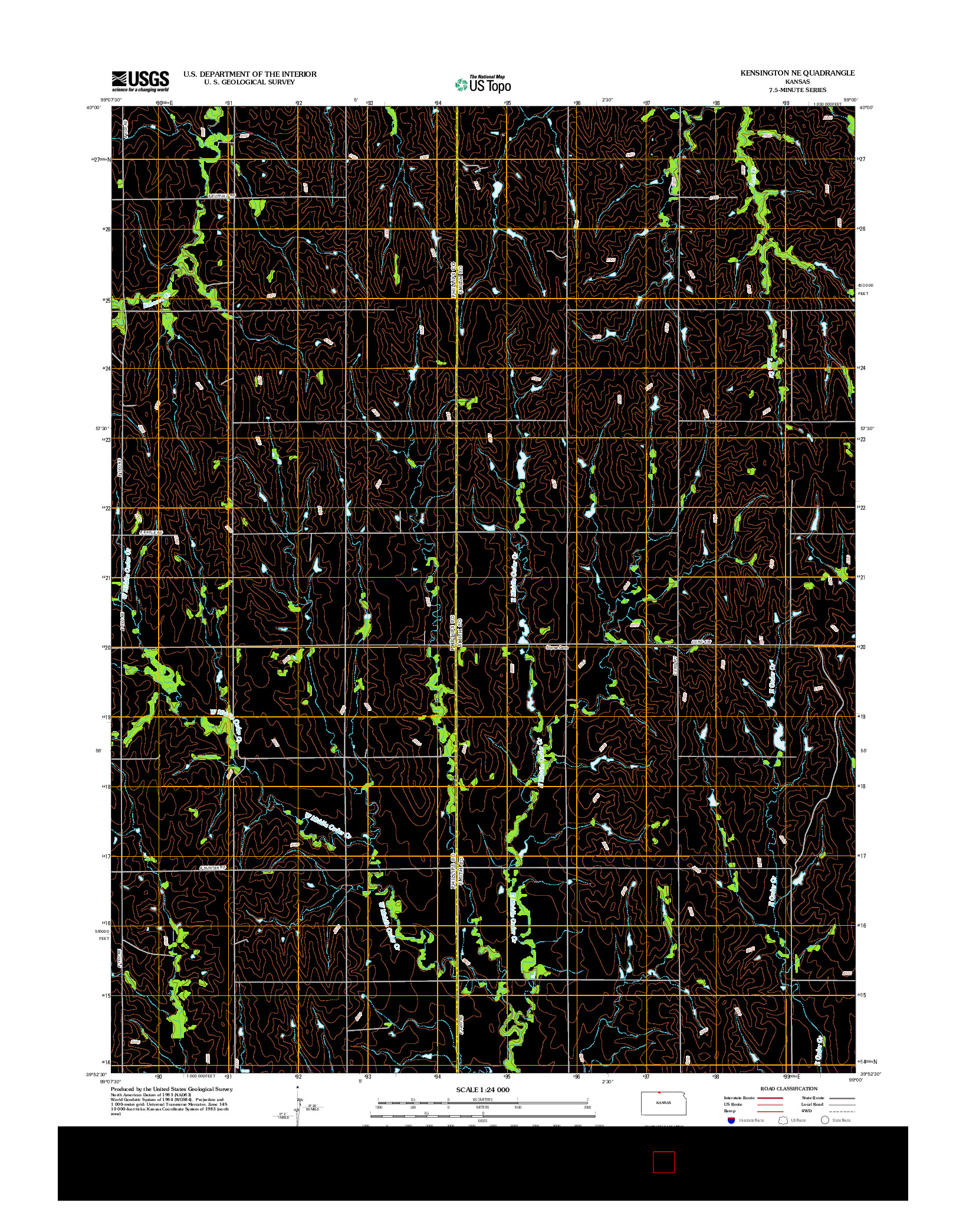 USGS US TOPO 7.5-MINUTE MAP FOR KENSINGTON NE, KS 2012