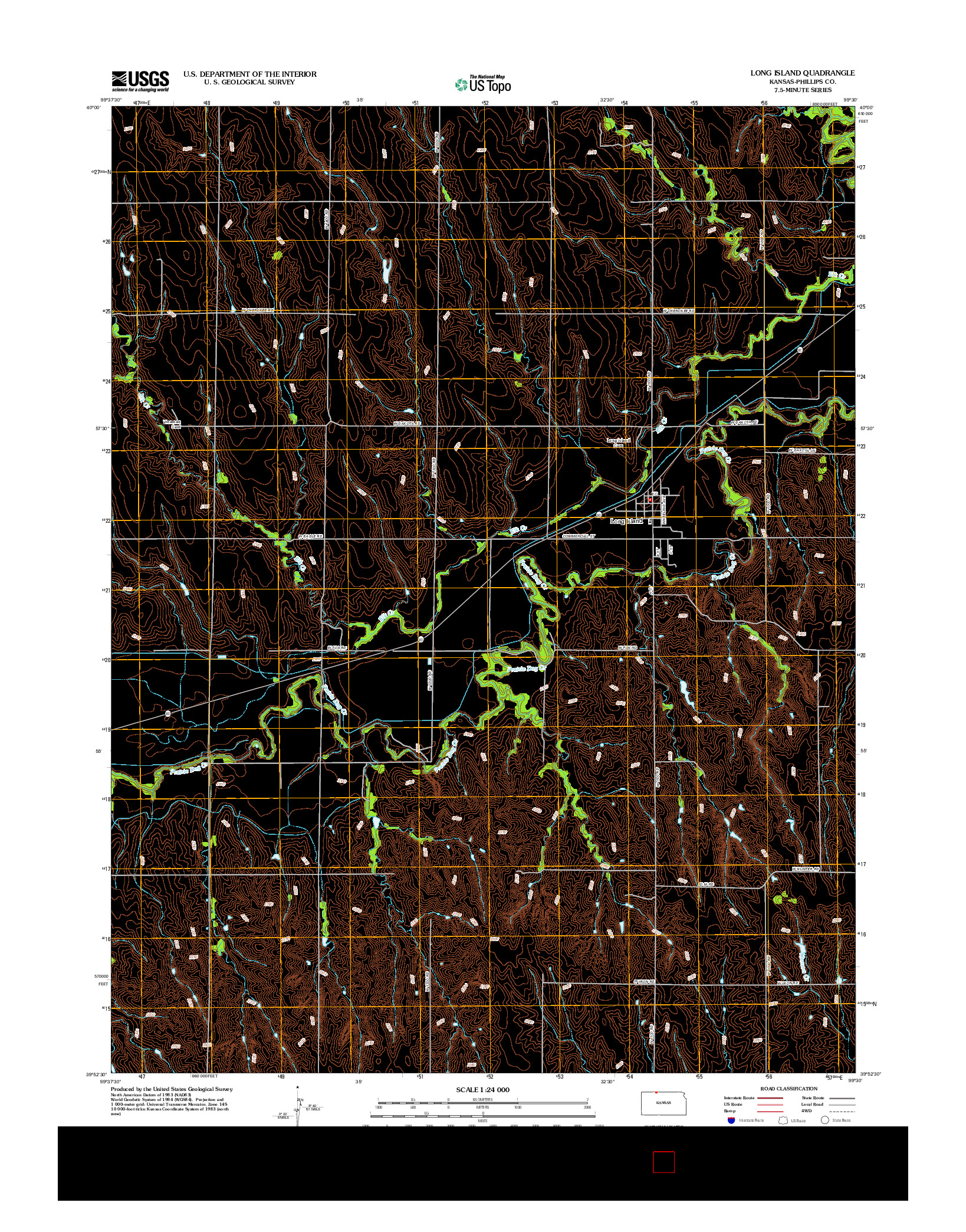 USGS US TOPO 7.5-MINUTE MAP FOR LONG ISLAND, KS 2012