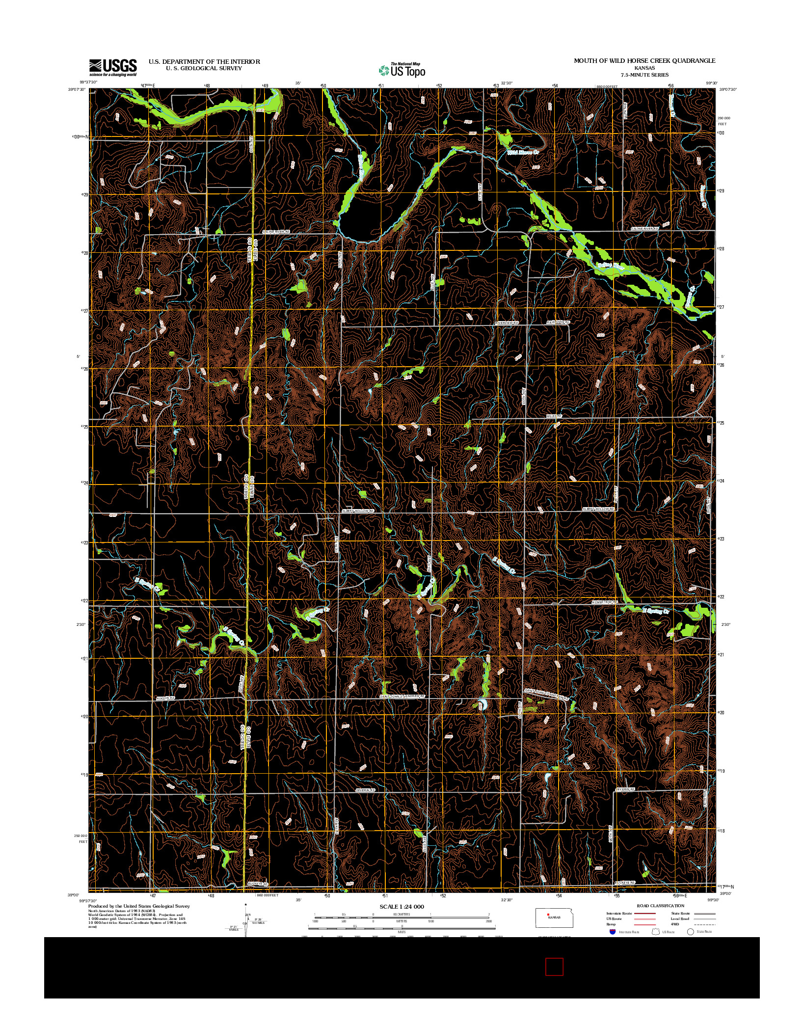 USGS US TOPO 7.5-MINUTE MAP FOR MOUTH OF WILD HORSE CREEK, KS 2012