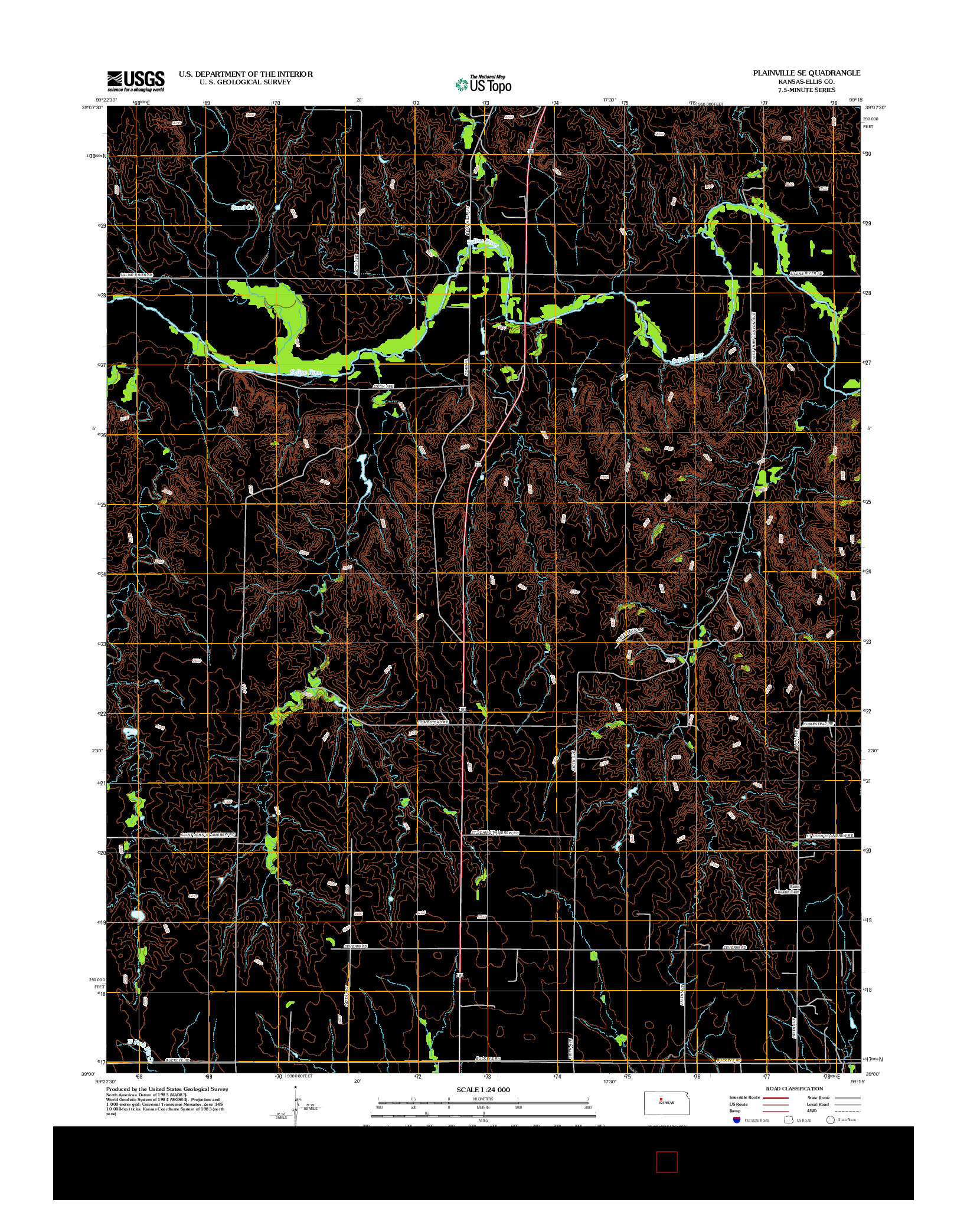 USGS US TOPO 7.5-MINUTE MAP FOR PLAINVILLE SE, KS 2012