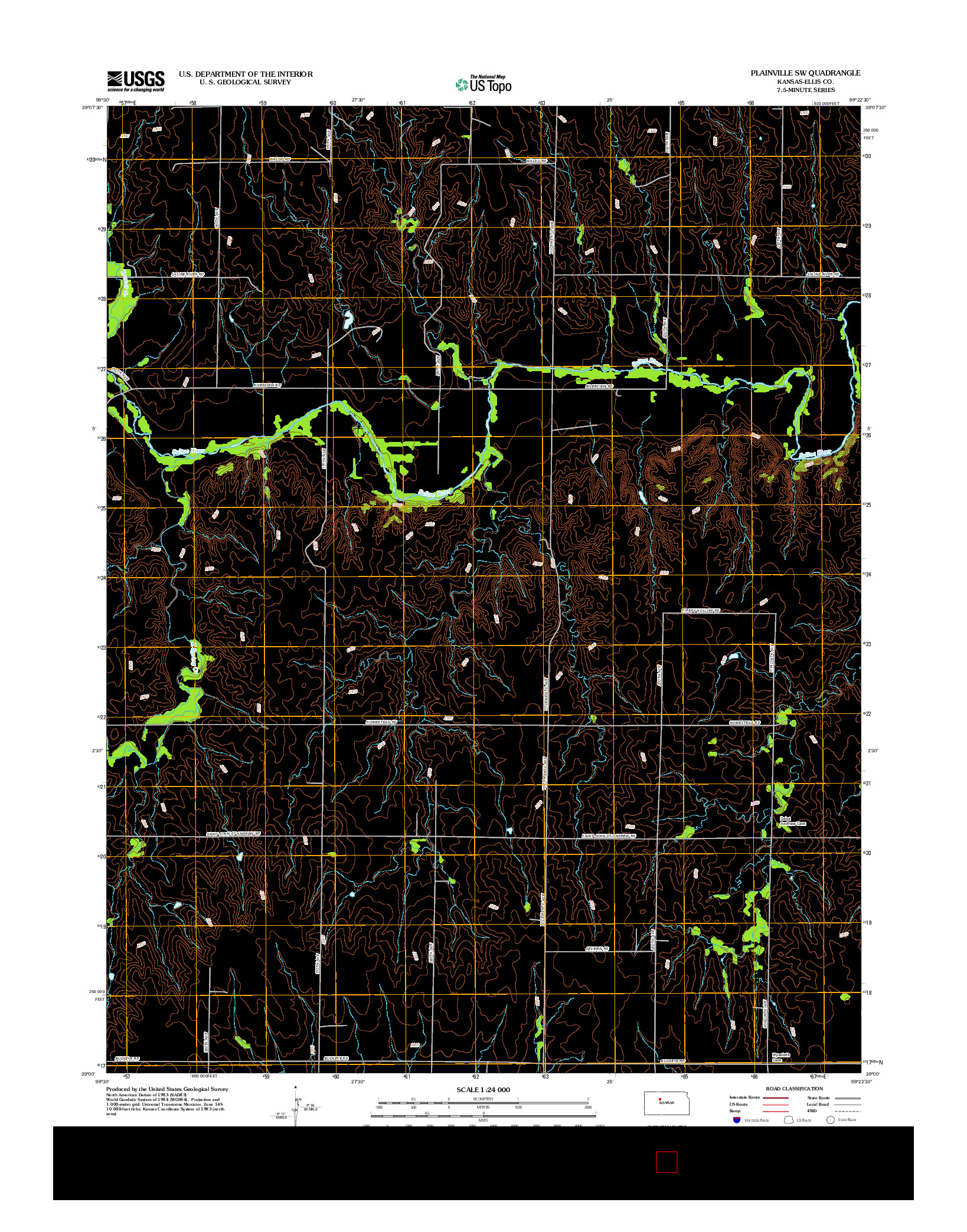 USGS US TOPO 7.5-MINUTE MAP FOR PLAINVILLE SW, KS 2012