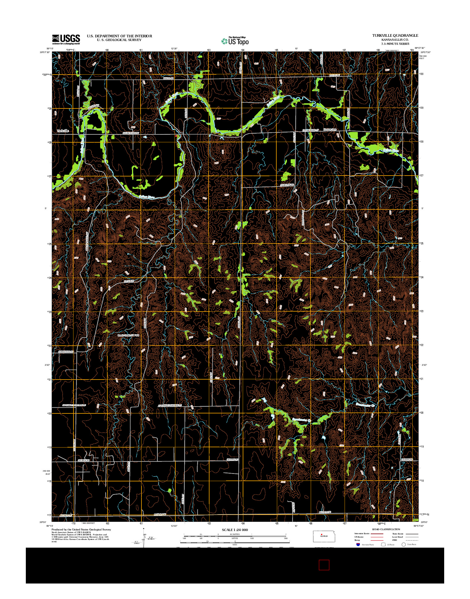 USGS US TOPO 7.5-MINUTE MAP FOR TURKVILLE, KS 2012