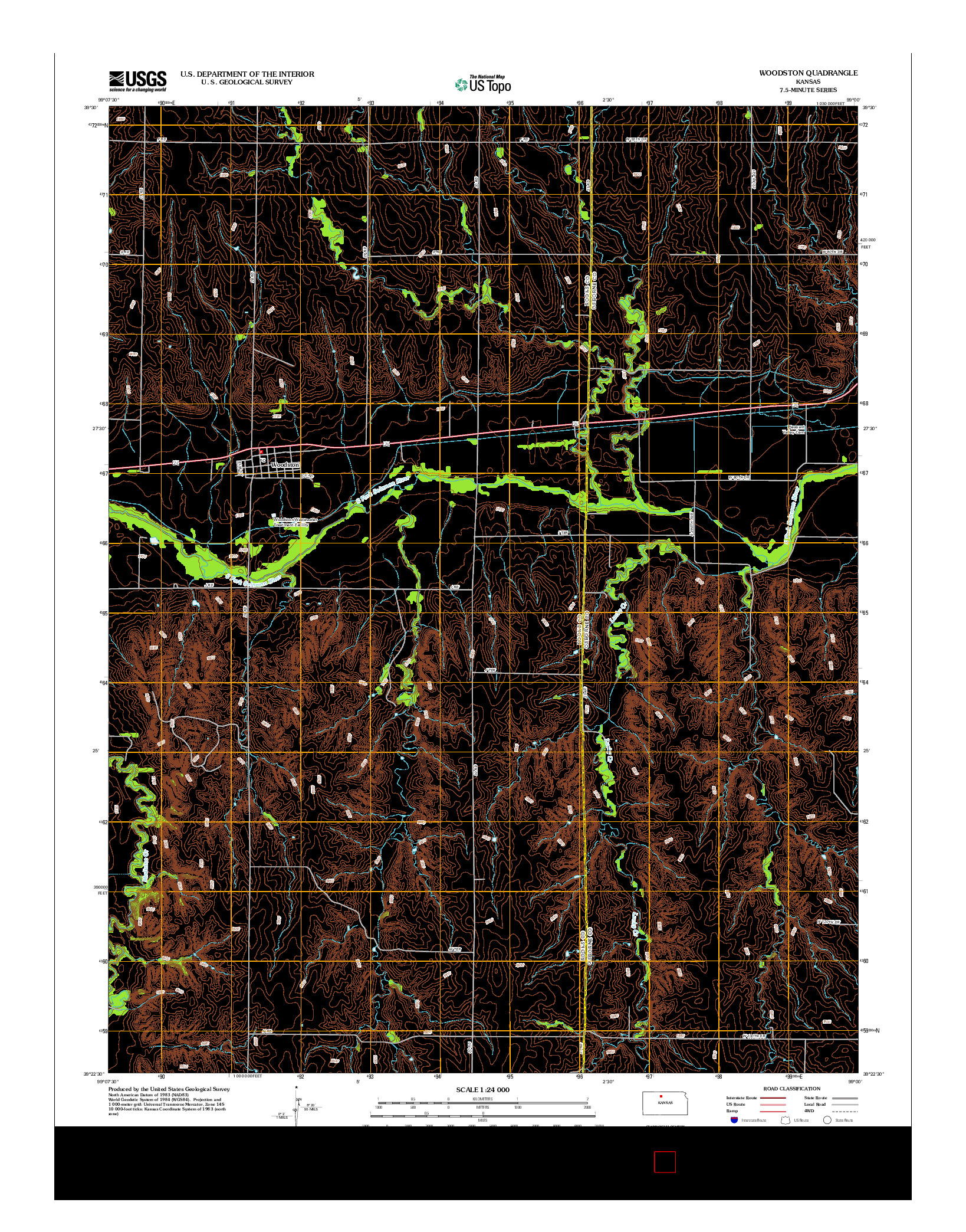 USGS US TOPO 7.5-MINUTE MAP FOR WOODSTON, KS 2012