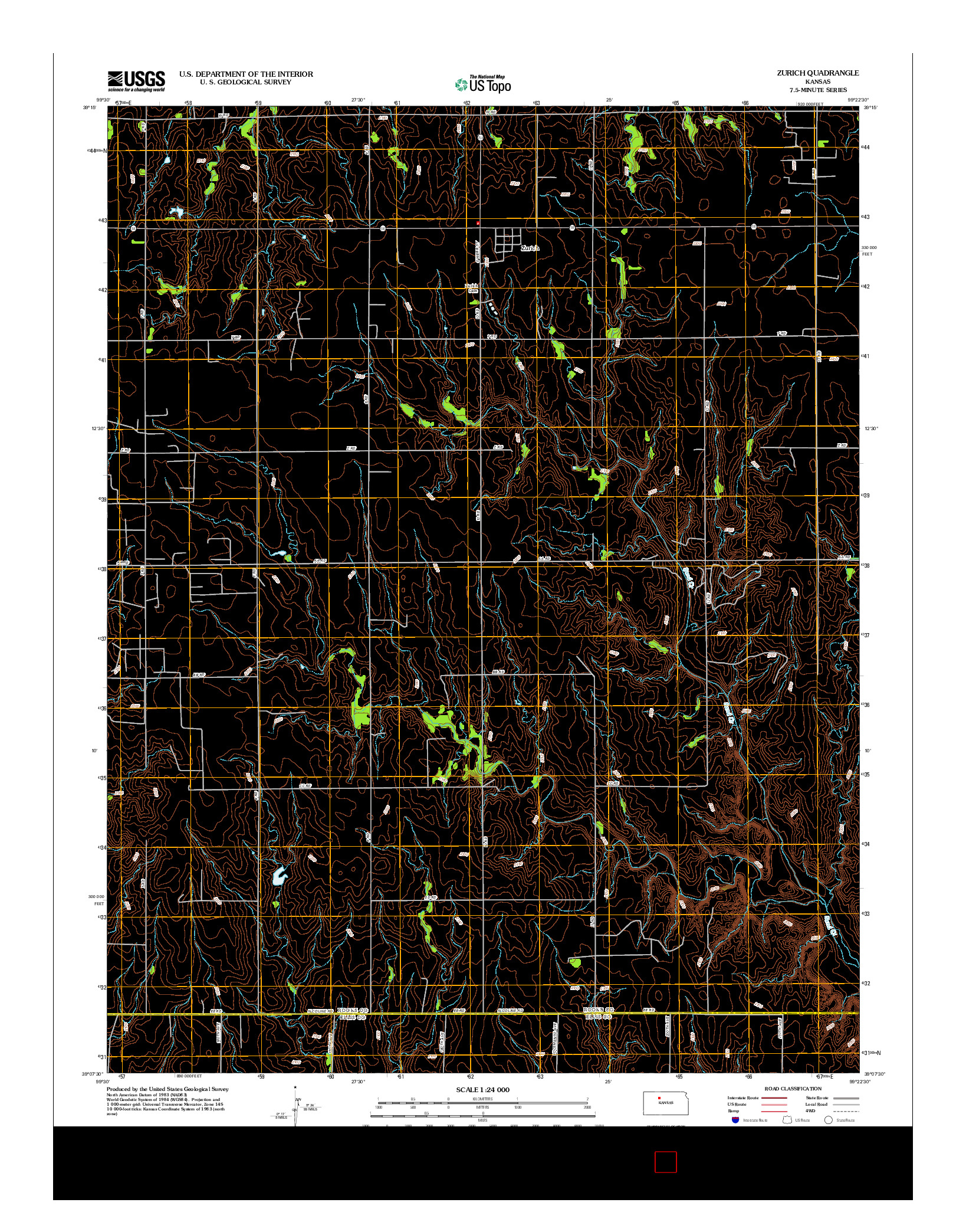 USGS US TOPO 7.5-MINUTE MAP FOR ZURICH, KS 2012